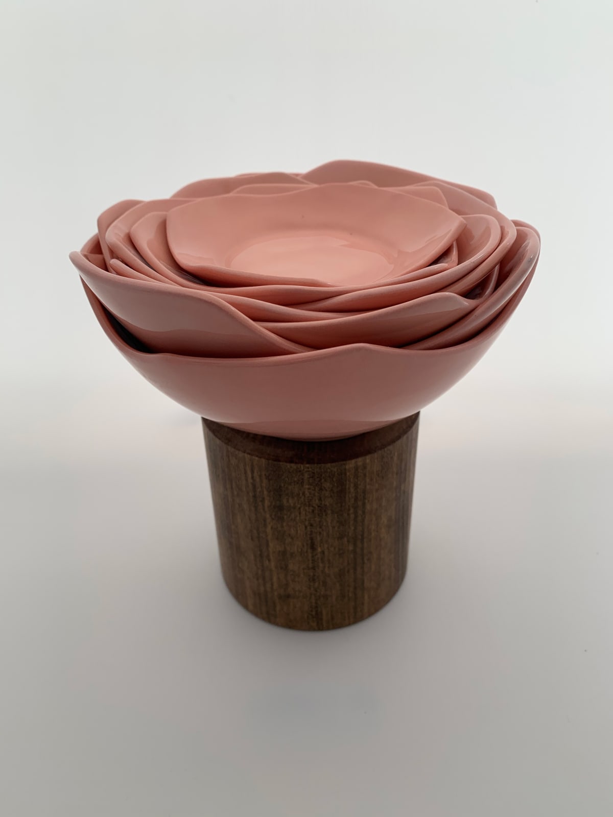 Nested pink porcelain bowls