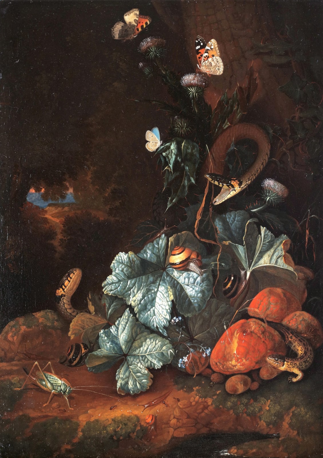 Carl Wilhelm de Hamilton (Brussels 1668 - 1754 Augsburg), A 'sottobosco' forest floor still life