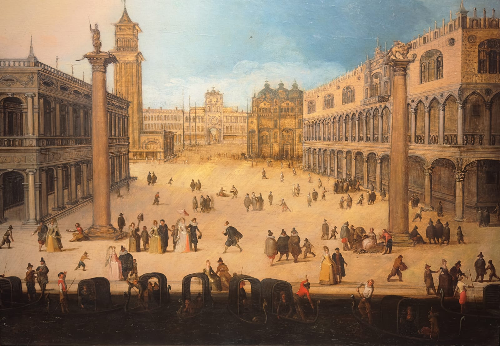 Louis de Caullery (Cambrai ca. 1580 - 1621/2 Antwerp), The Piazzetta, Venice, with elegant Figures