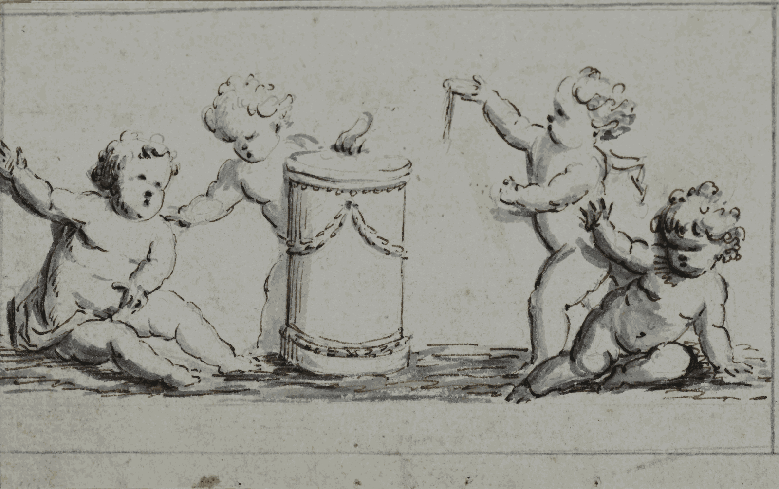 Daniel II Herreyns (Antwerp ca. 1725 - 1781), A Group of Putti at a Pagan Altar