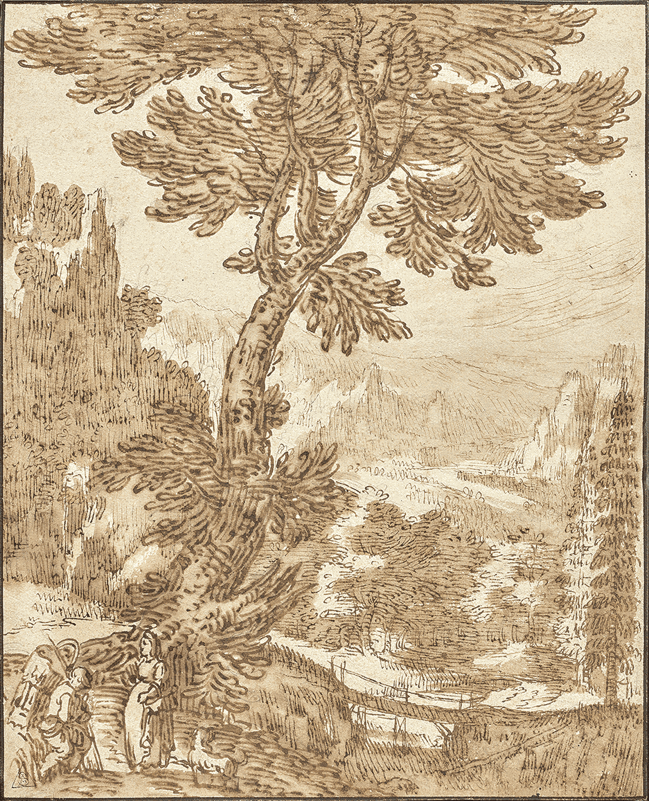 Tobias Verhaecht (Antwerp 1561 - 1631), A Wooded Landscape with a Suspended Bridge