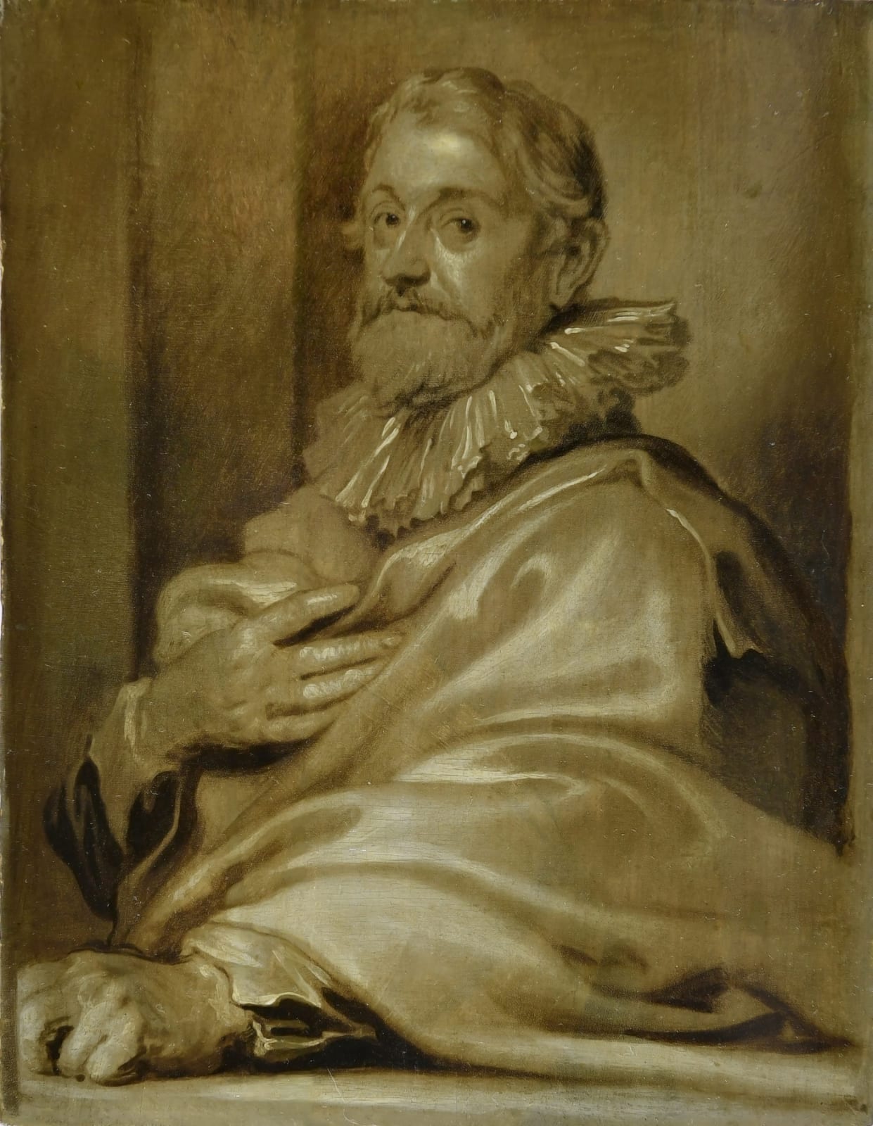 Sir Anthony van Dyck (Antwerp 1599 - 1641 London) (workshop), An ‘en brunaille’ portrait of Pieter I de Jode