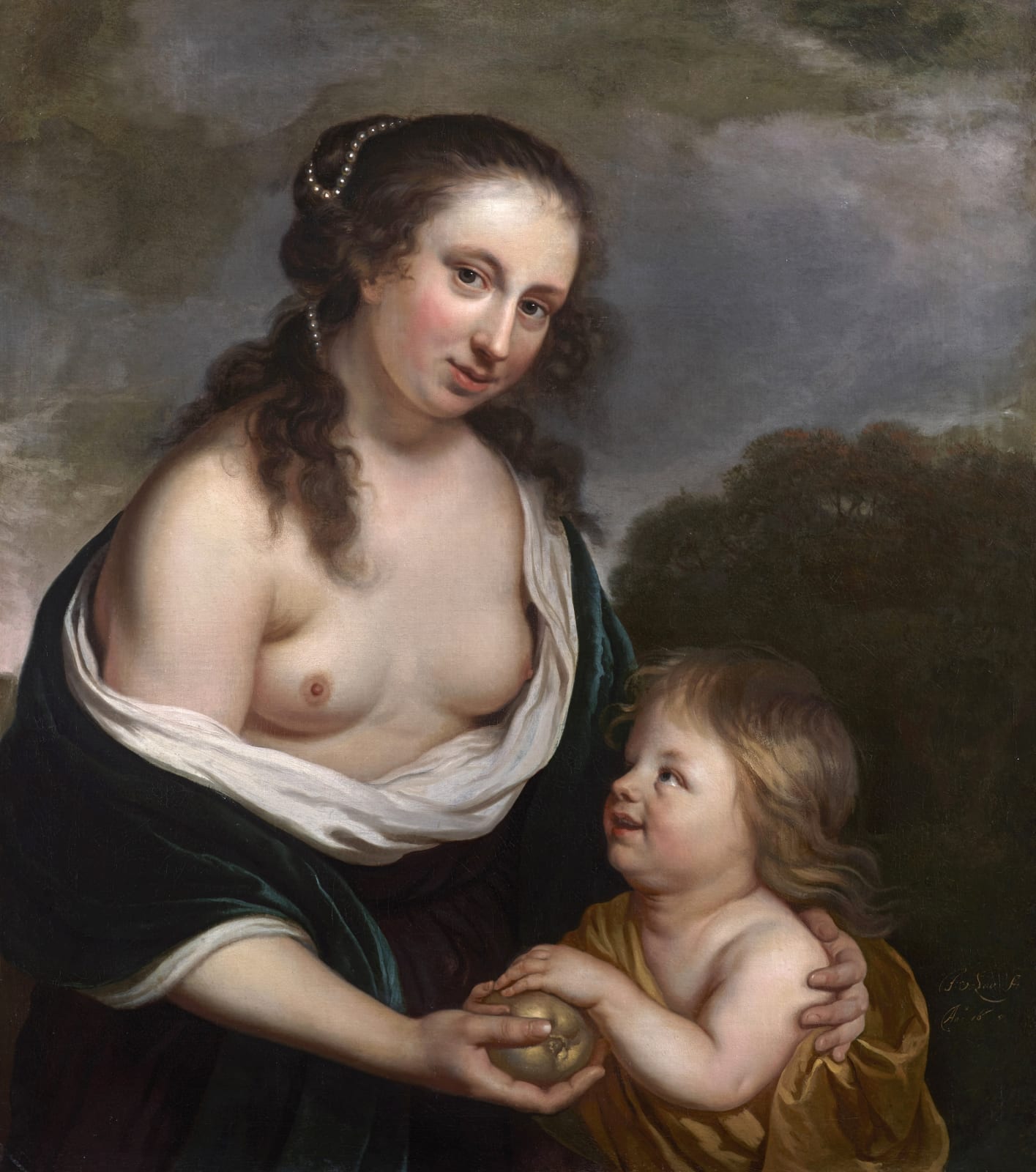 Jacob van Loo (Sluis 1614 - 1670 Paris), A Portrait of a Woman and her Son as Venus and Cupid