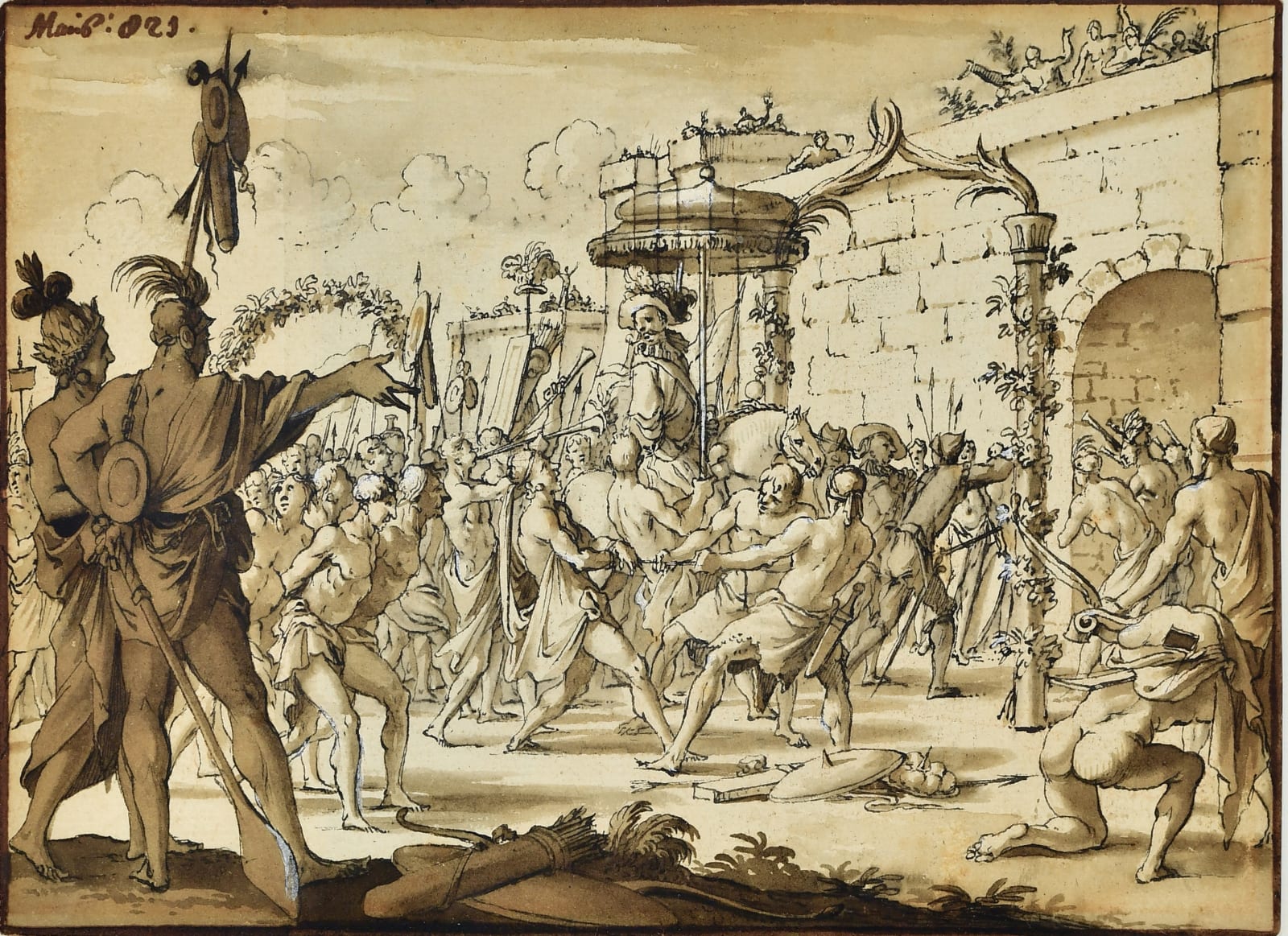 Jan Goeree (Middelburg 1670 - 1731 Amsterdam), The Triumphal Entry of Hernán Cortes