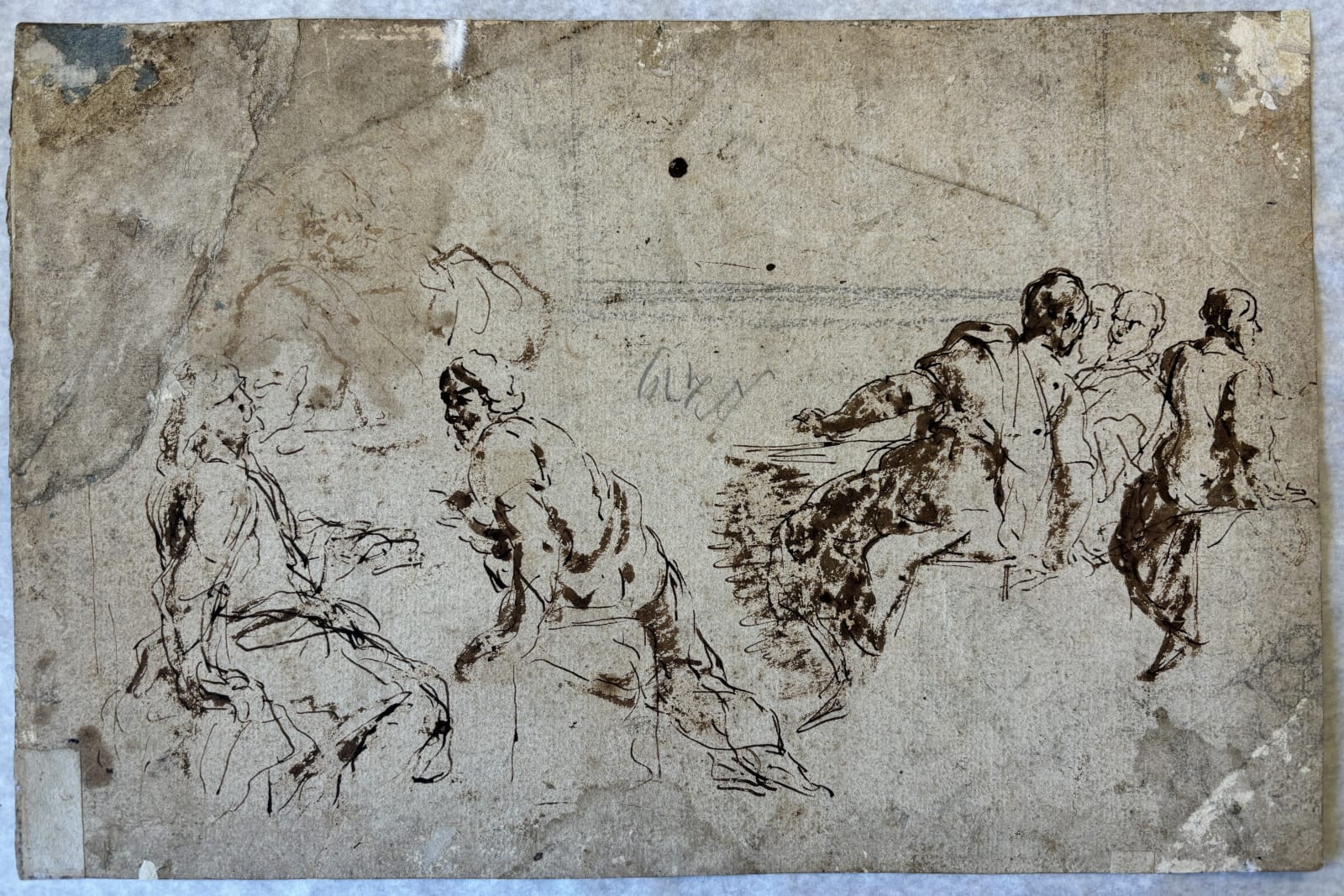 studio of Sir Peter Paul Rubens (Siegen 1577 - 1640), Study for or of the Mystic Marriage of St Catherine (recto); Studies for a Last Supper (verso)