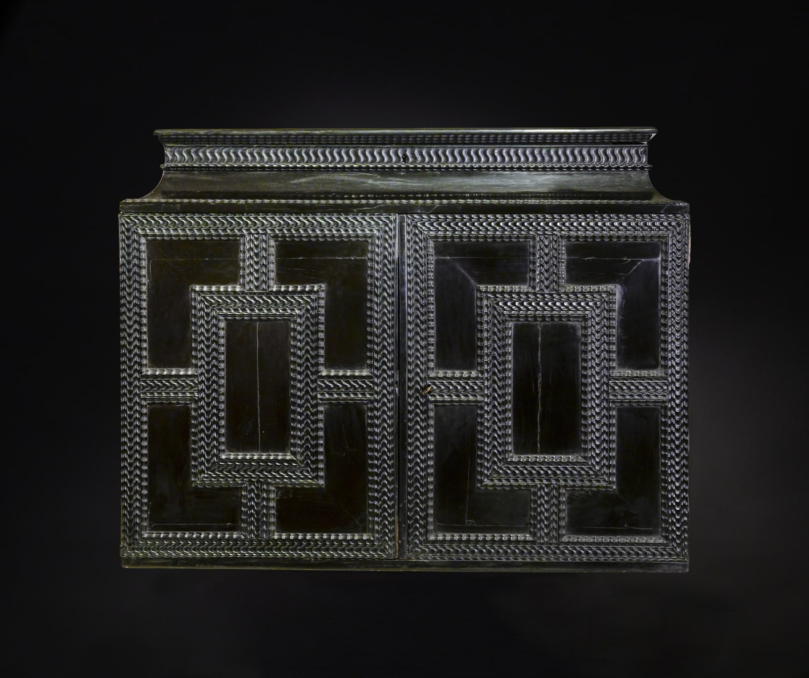 An Antwerp Ebony veneered Painted Cabinet, ca. 1660, with landscape paintings by Isaac van Oosten and workshop (Antwerp 1613 - 1661)