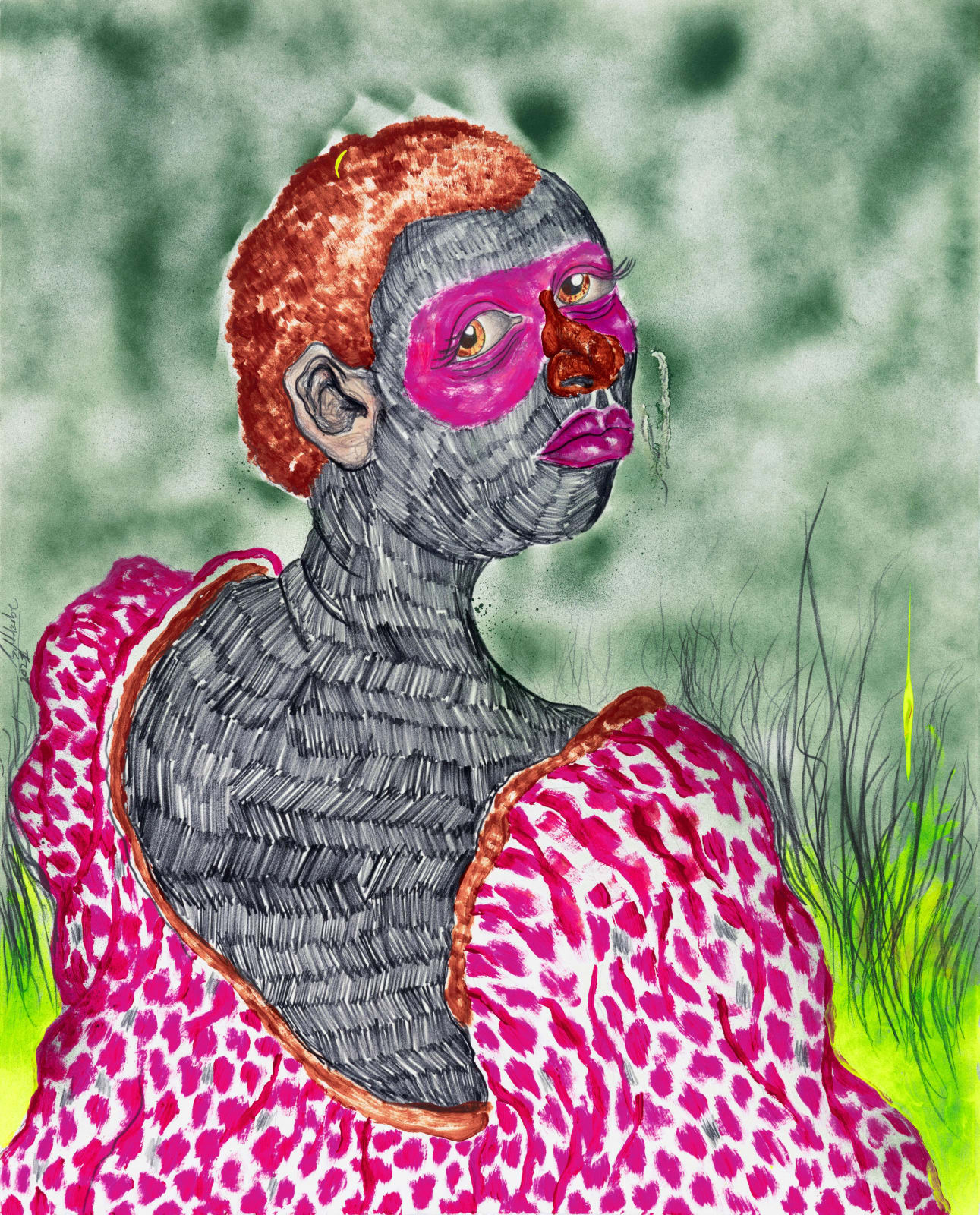 Simphiwe Ndzube, Study for Mombewu, the seed, 2021