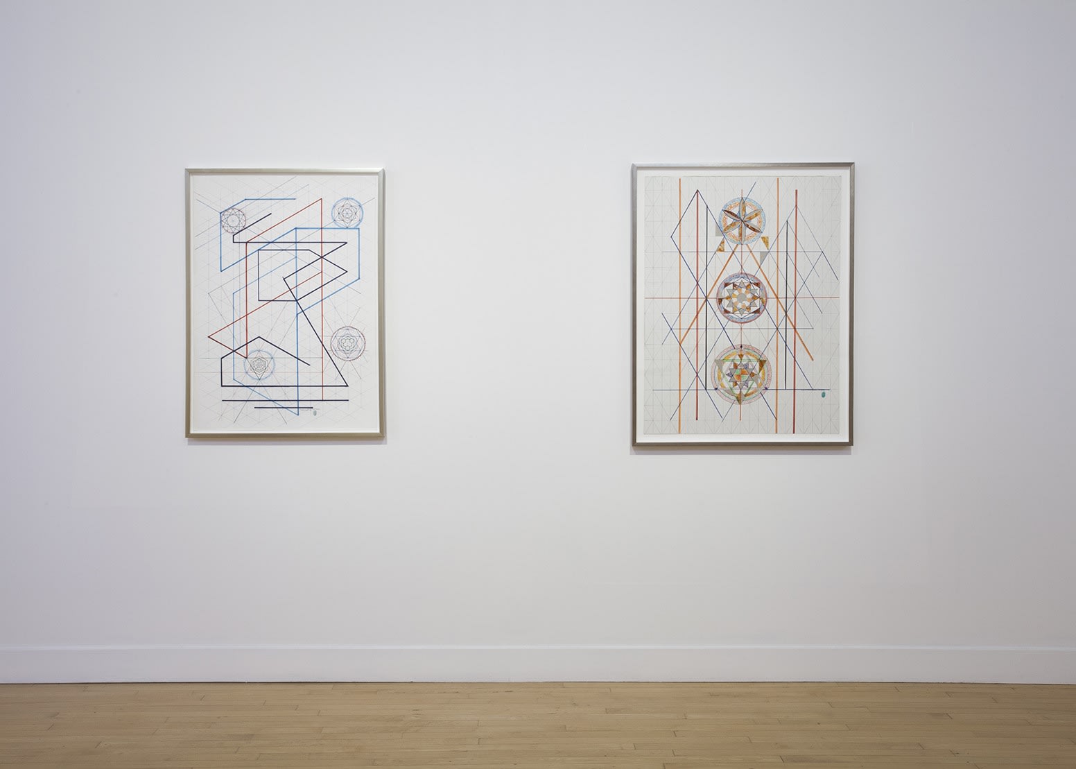 Installation view of Based on the Hexagon: The Recent Drawings of Monir Farmanfarmaian, May 7 - June 27, 2015 at Haines Gallery, San Francisco