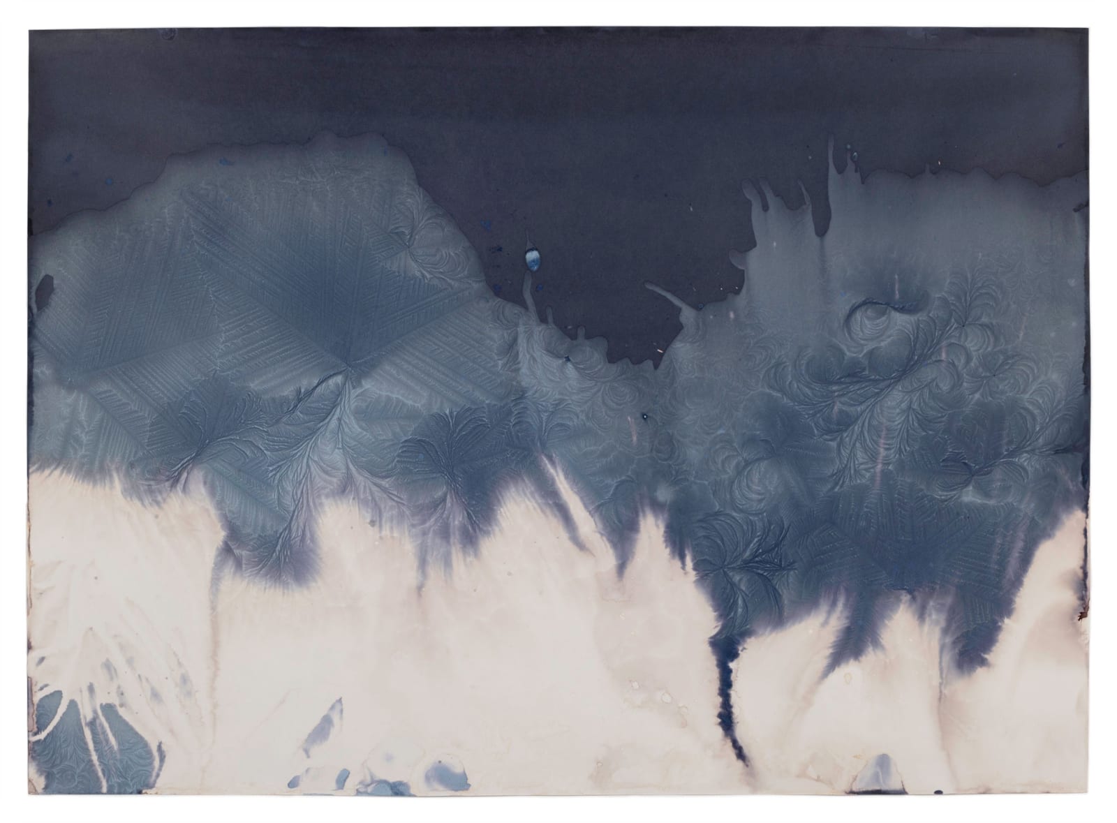 Meghann Riepenhoff, Day 50: cyanotype + soda ash + breaths + lake water + windy dry cold, 2024