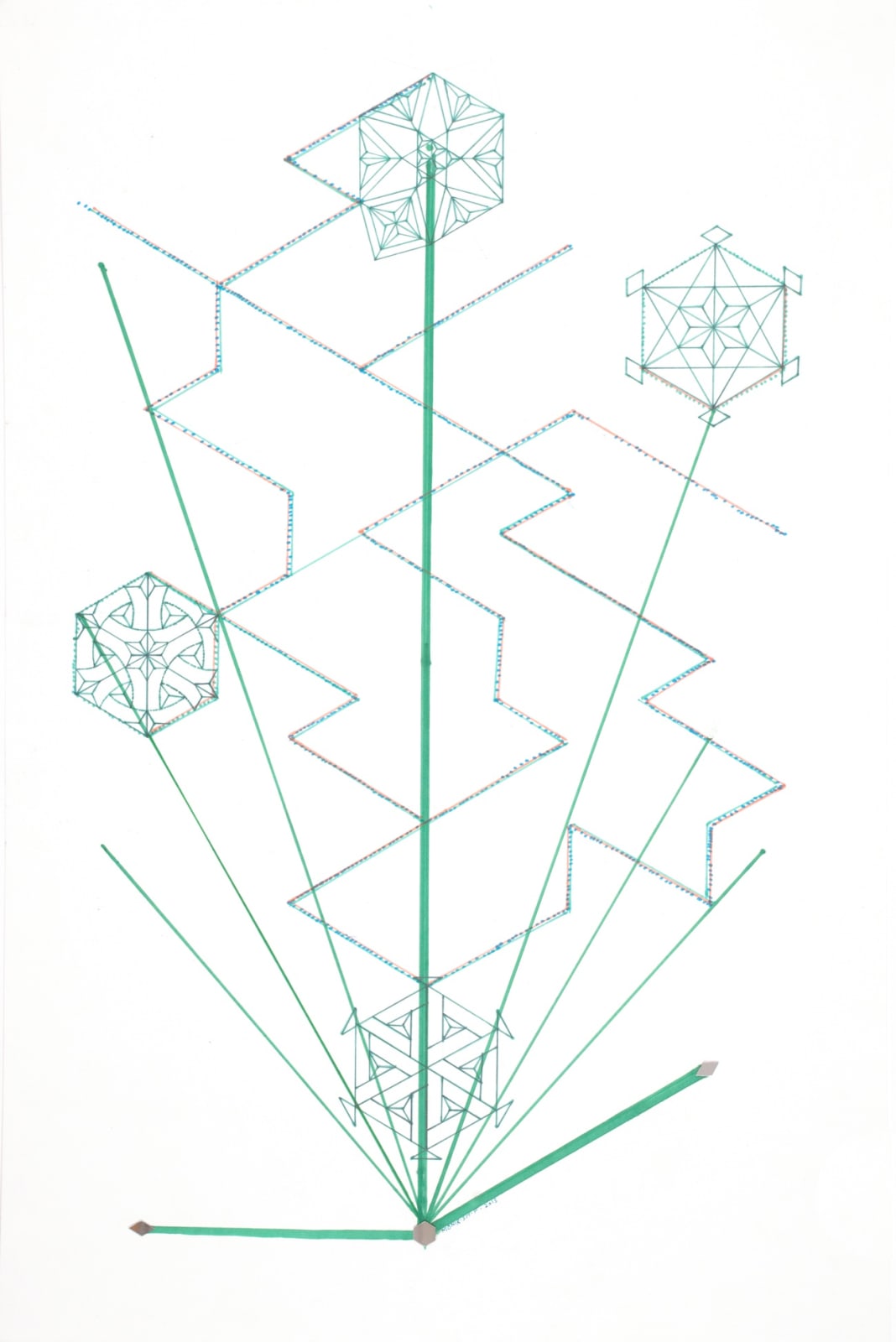 Monir Shahroudy Farmanfarmaian, On Hexagon, 2013