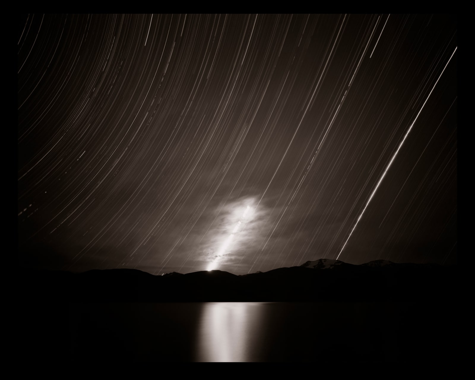 Linda Connor, Moonrise, Clouds, and Star Trails; Lake Tsomoriri, Ladakh, India, 1998, Printed 2017