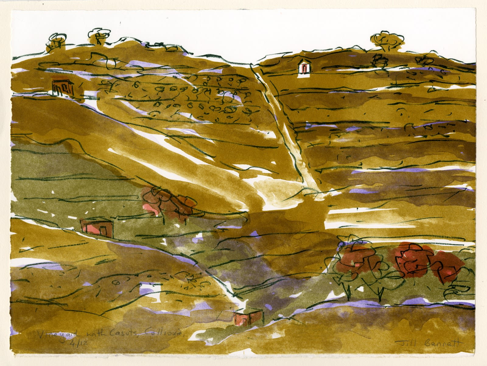 Jill Bennett, Vineyards with Casots, 2019