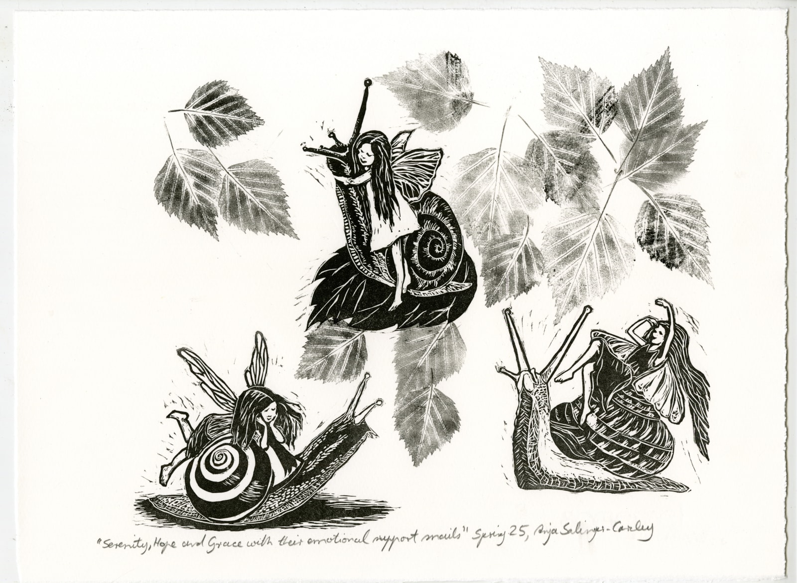 Anja Salinger-Carsley, Serenity, Hope and Grace with their Emotional Support Snails, 2025