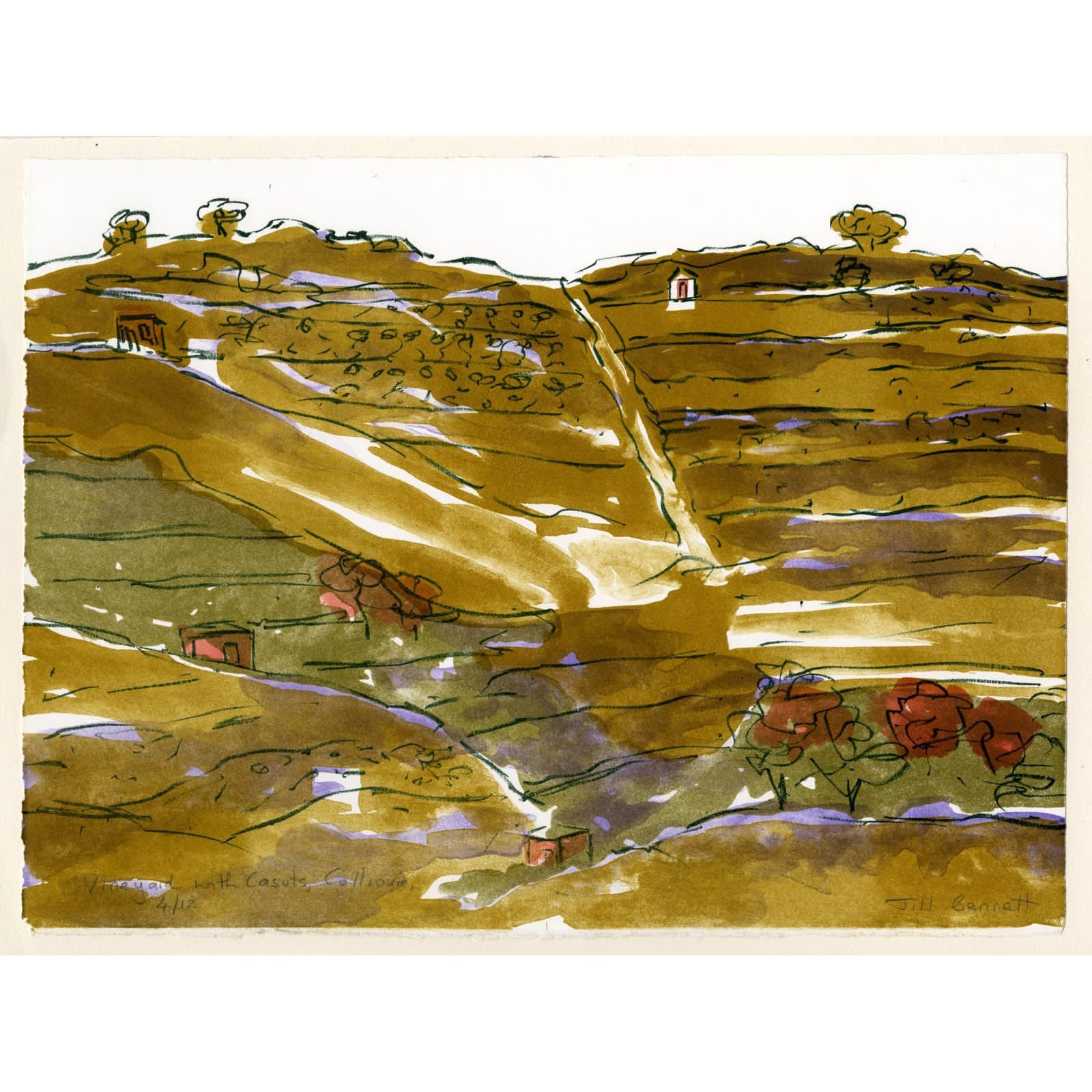 Jill Bennett, Vineyards with Casots, 2016