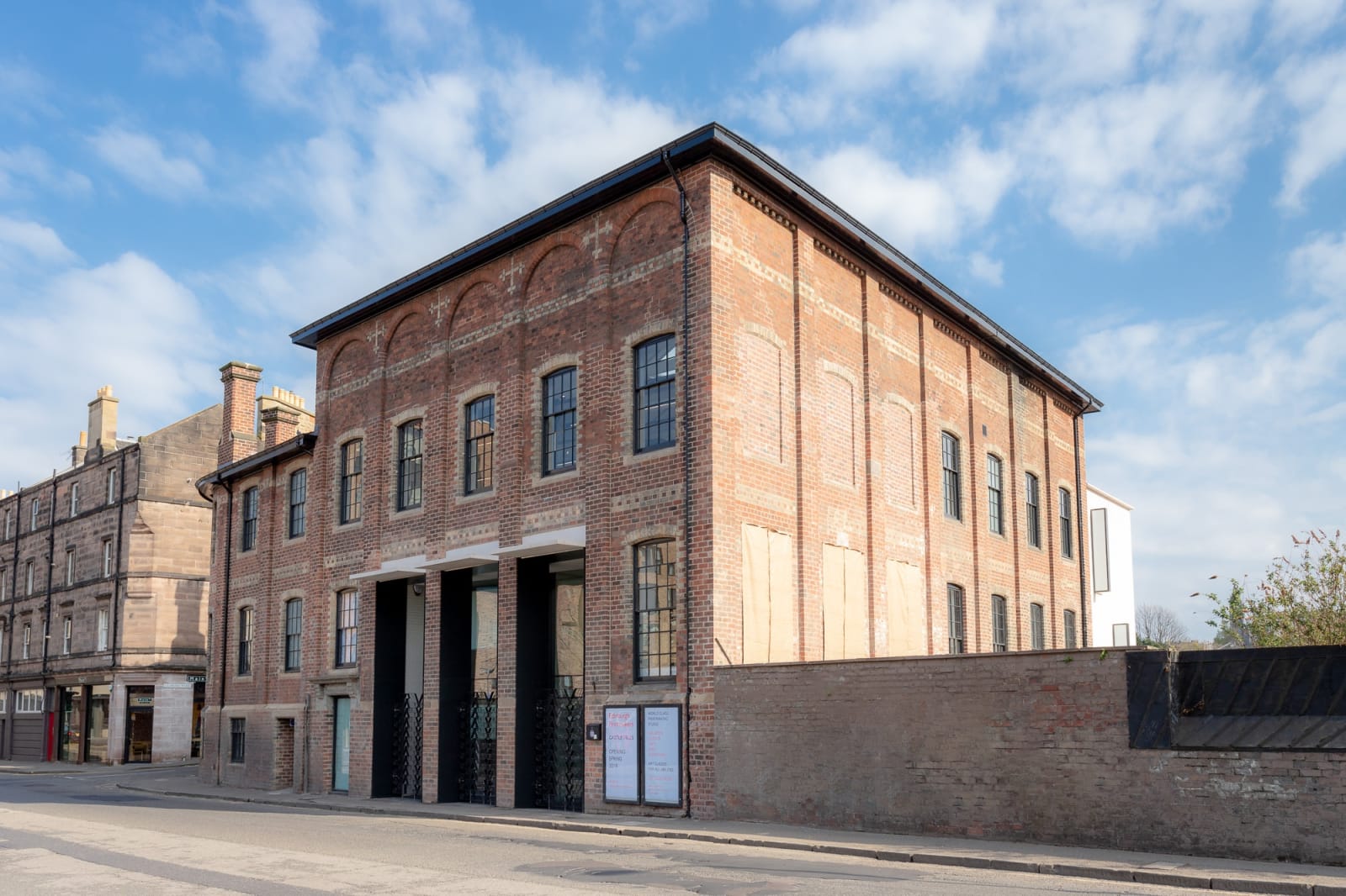 The front doors of the Edinburgh Printmakers' Castle Mills building