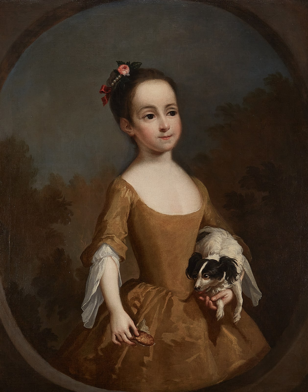 George Knapton (1698-1778), Portrait of Katherine Miller with her spaniel, c.1725
