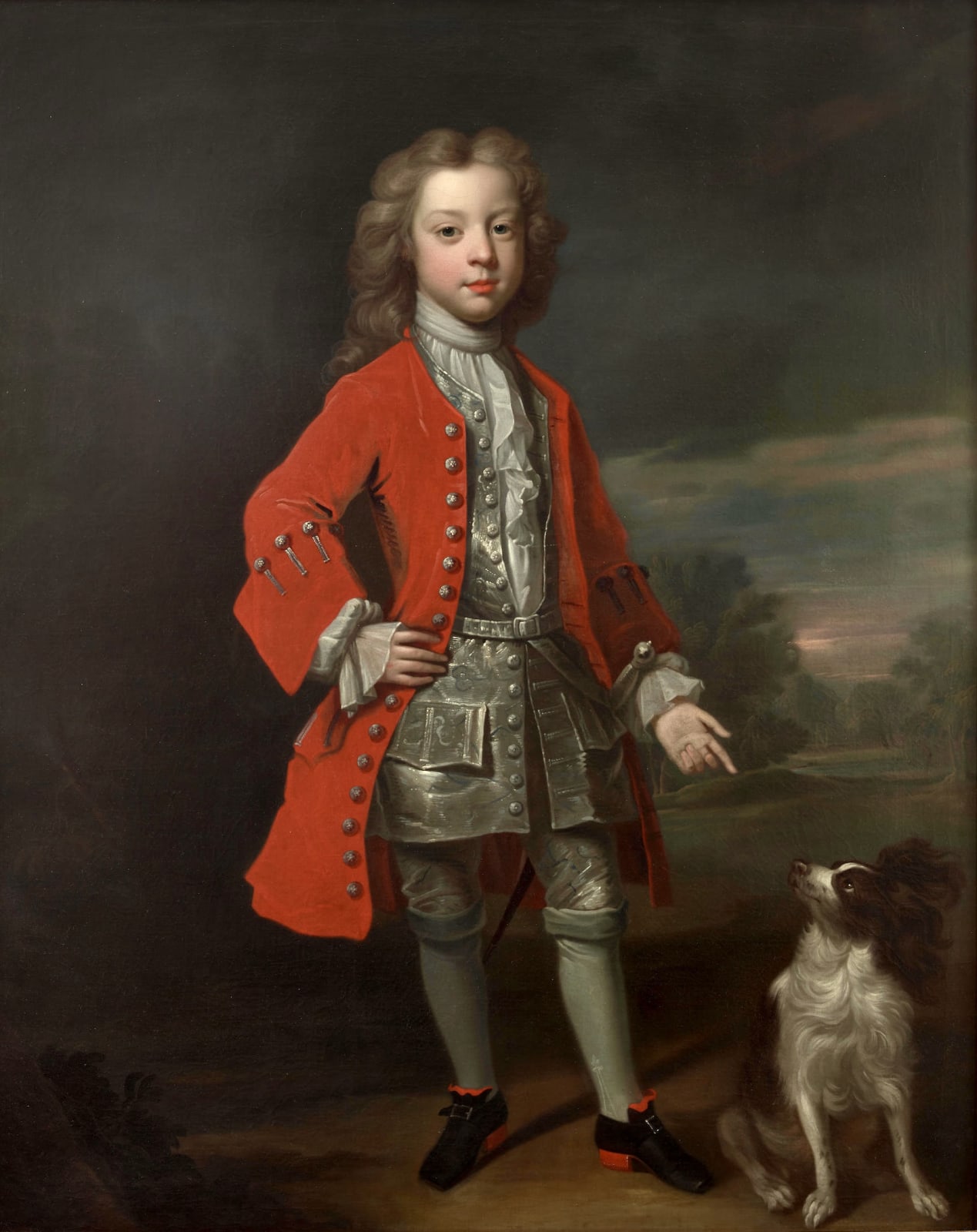 Charles D’Agar (1699-1723), A young boy with his pet spaniel in a landscape, c.1720