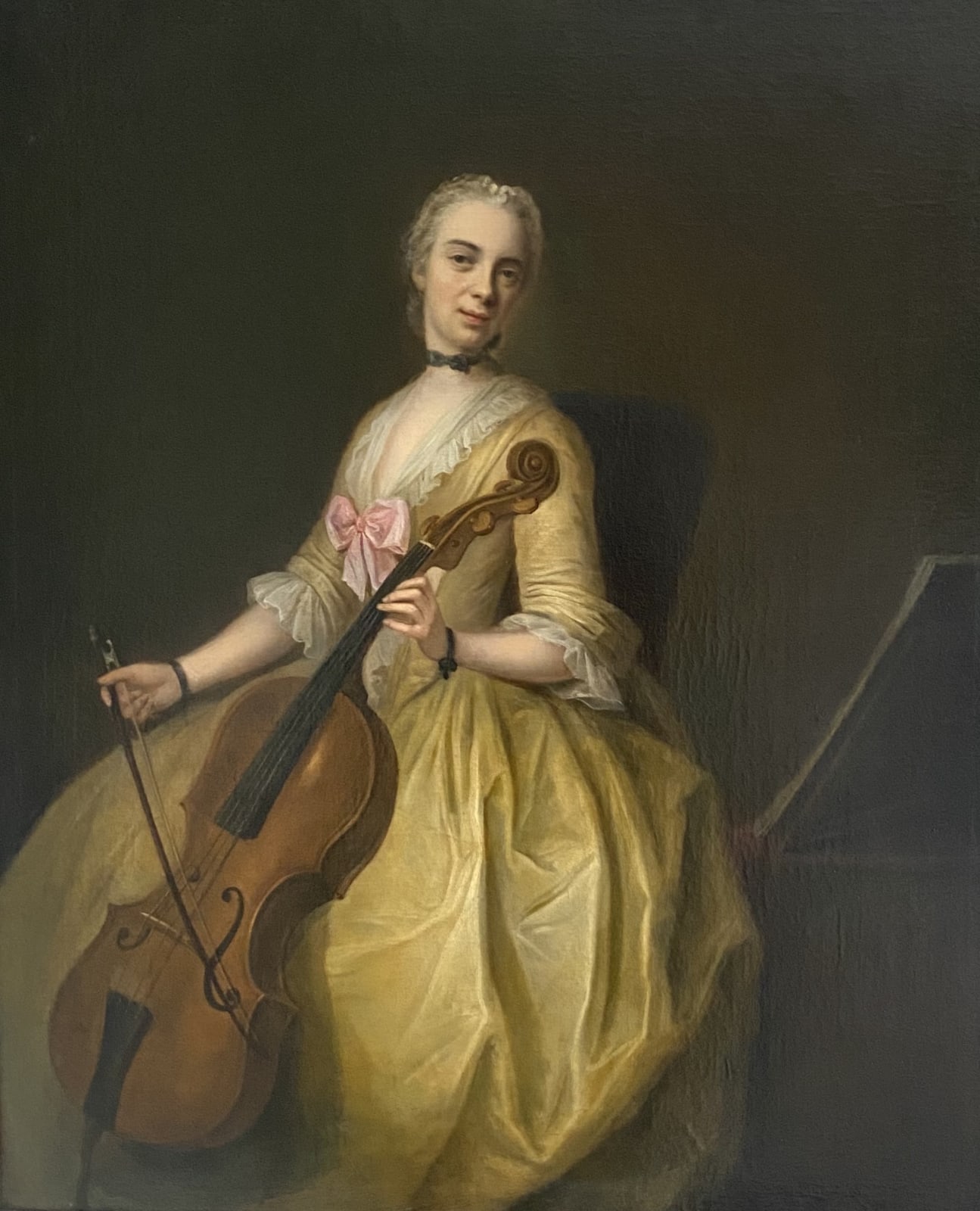 Balthasar Denner (1685-1749), Portrait of the artist's daughter playing the cello, circa 1730
