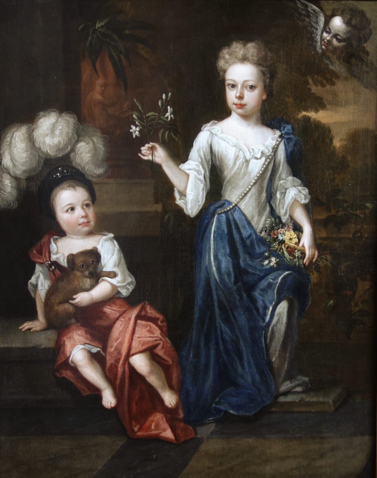 Robert Byng (1666-1720), Two children on a classical garden terrace, 1697