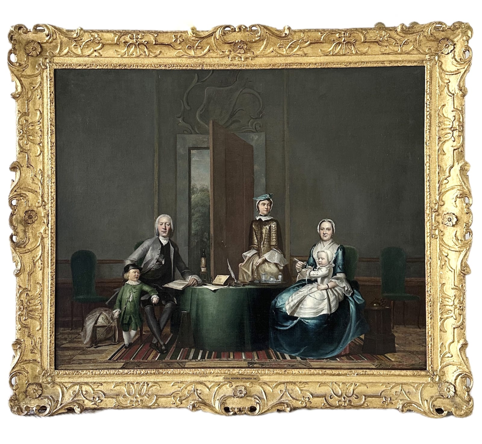 Hendrik Pothoven (Netherlands 1725-1807) , A portrait of a family in an interior