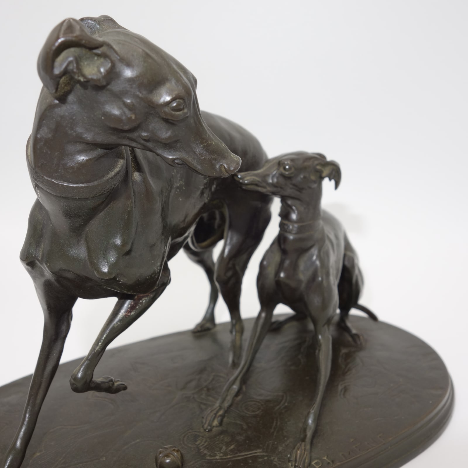 Pierre-Jules Mêne (1810-1879), Two whippets at play with a ball, c.1870