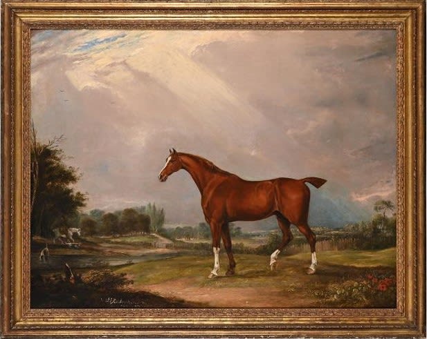 John Ferneley Senior (1782-1860), A chestnut hunter in a landscape