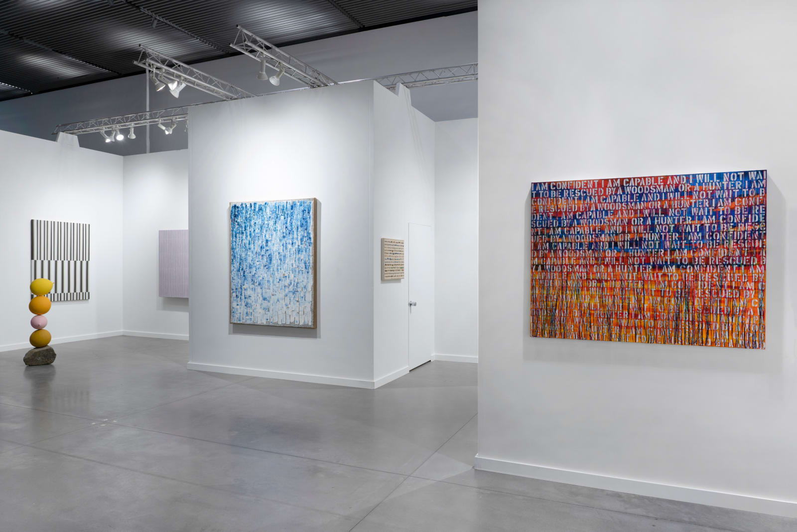 Installation view of Tina Kim Gallery | Booth A9 at Frieze New York (May 5-9, 2021). Courtesy of Tina Kim Gallery. Photo by Hyunjung Rhee.