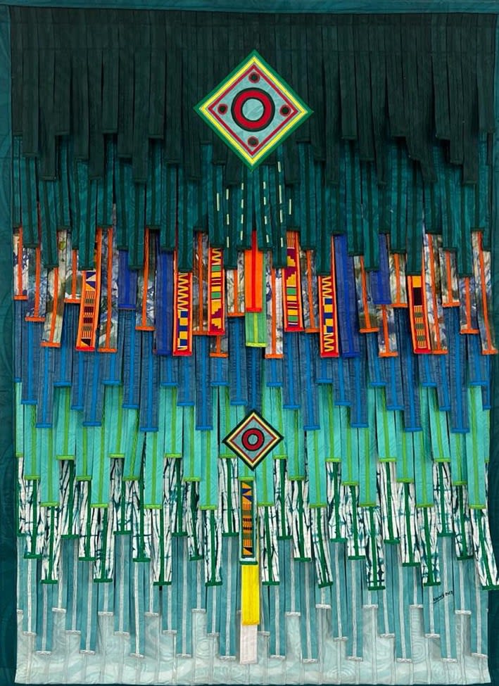 Abdoulaye Konate vert Touareg et kente (A 22), 2022 Mixed media textile, 155 x 114 cm / 61 1/8 x 44 7/8 in