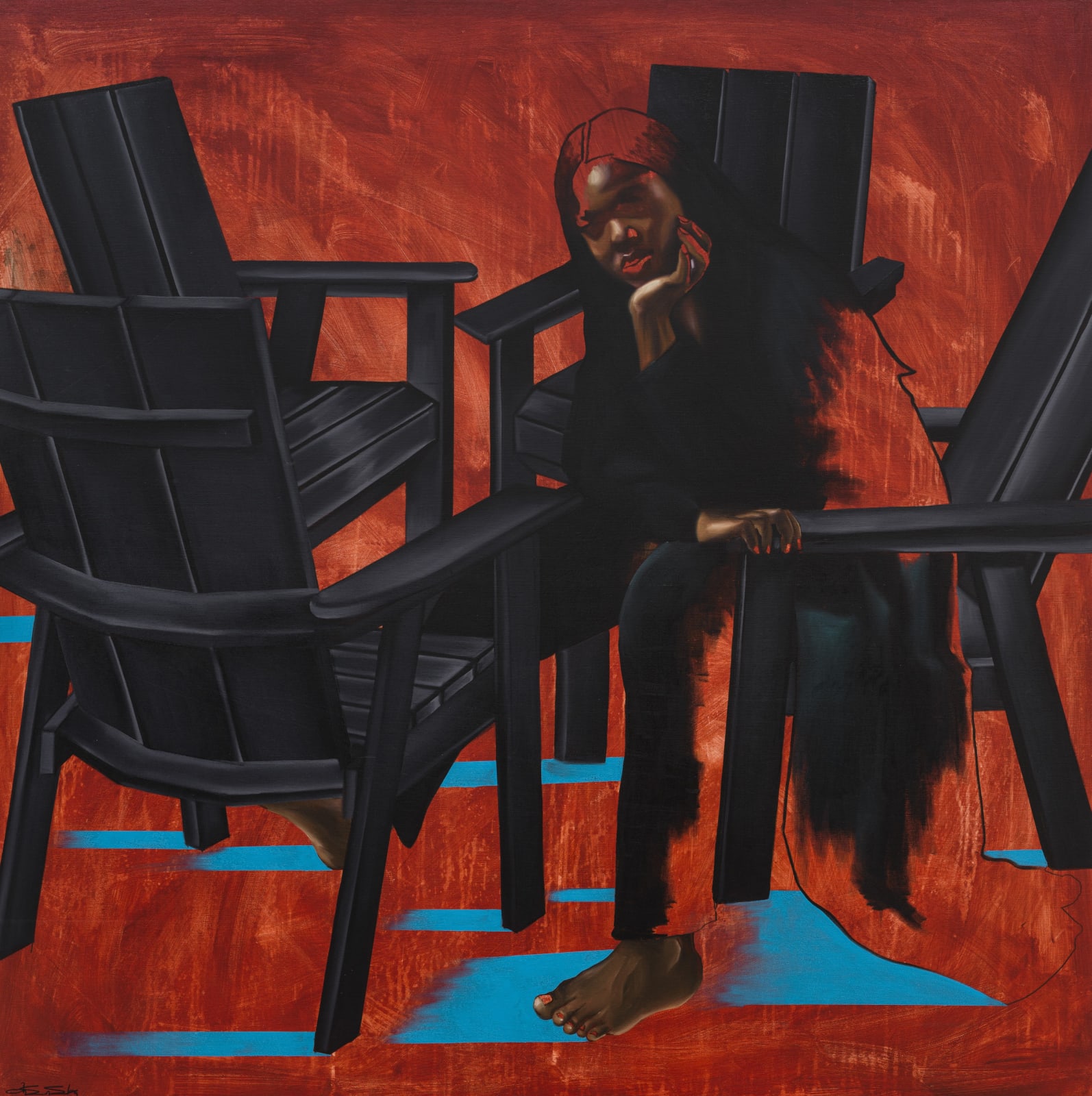 Joshua Oheneba-Takyi Tomorrow is coming, 2022 Oil & Acrylic on Canvas 150 x 150 cm / 59 1/8 x 59 1/8 in