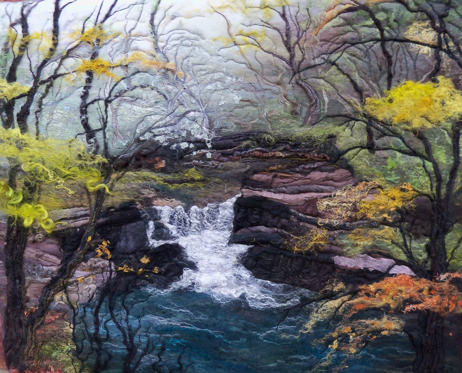 waterfall artwork in felt