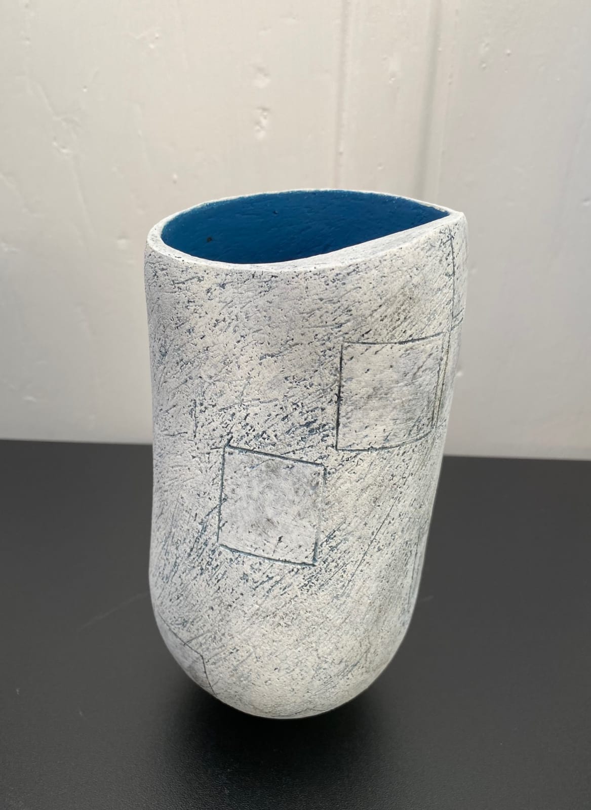 Katie Braida, Grey Squares Teal interior