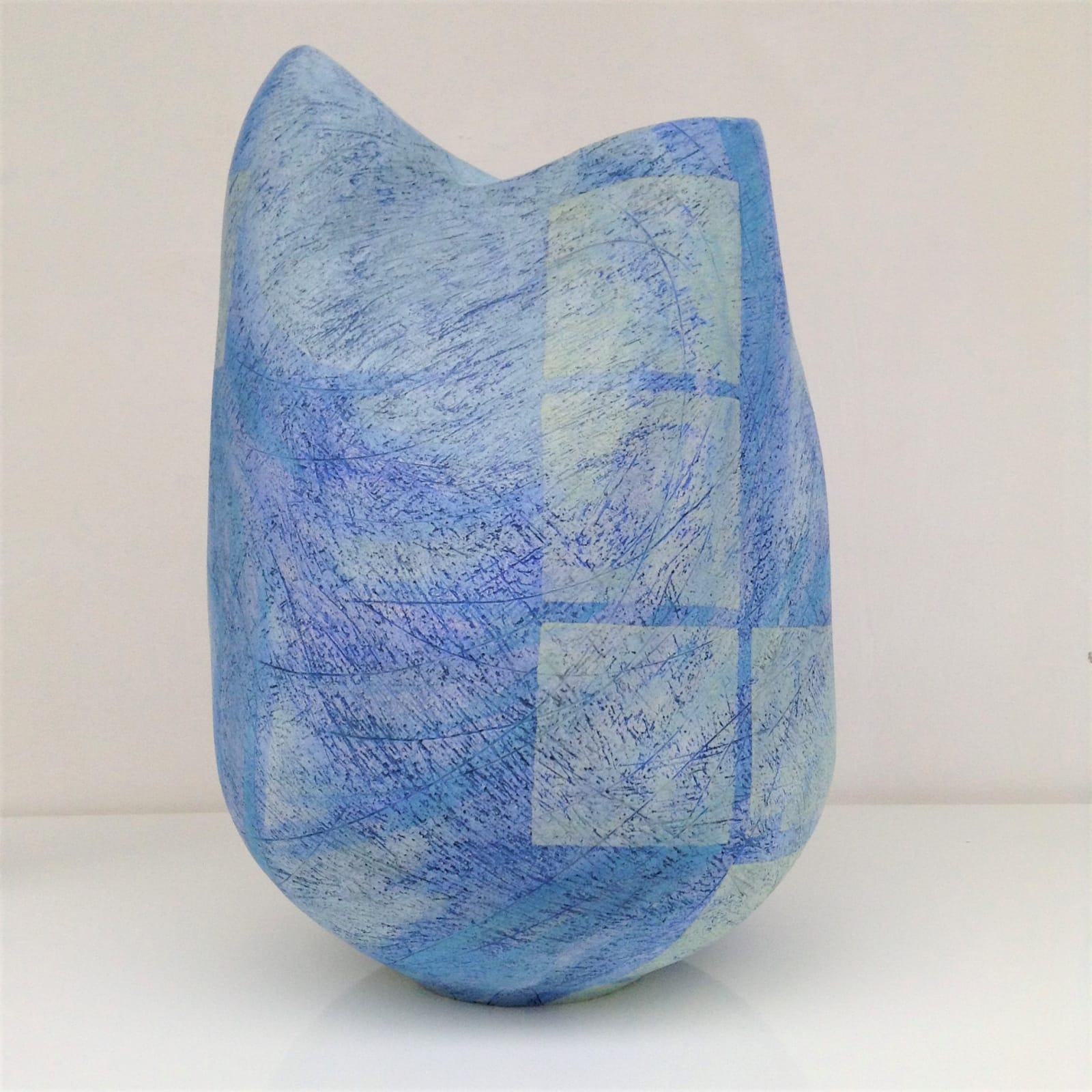 Katie Braida, blue curves jade sqauares