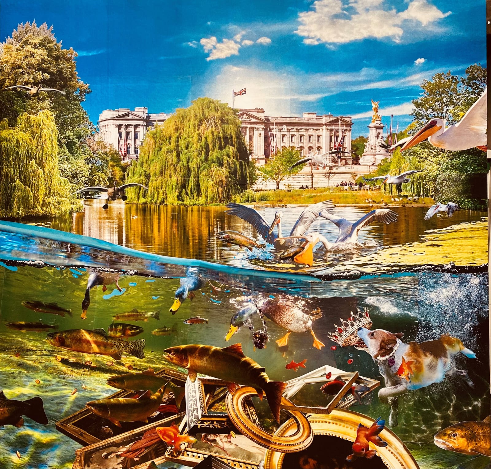 David Mach, Ill Gotten Gains photographic collage on board, 100 x 100 cm, 2024