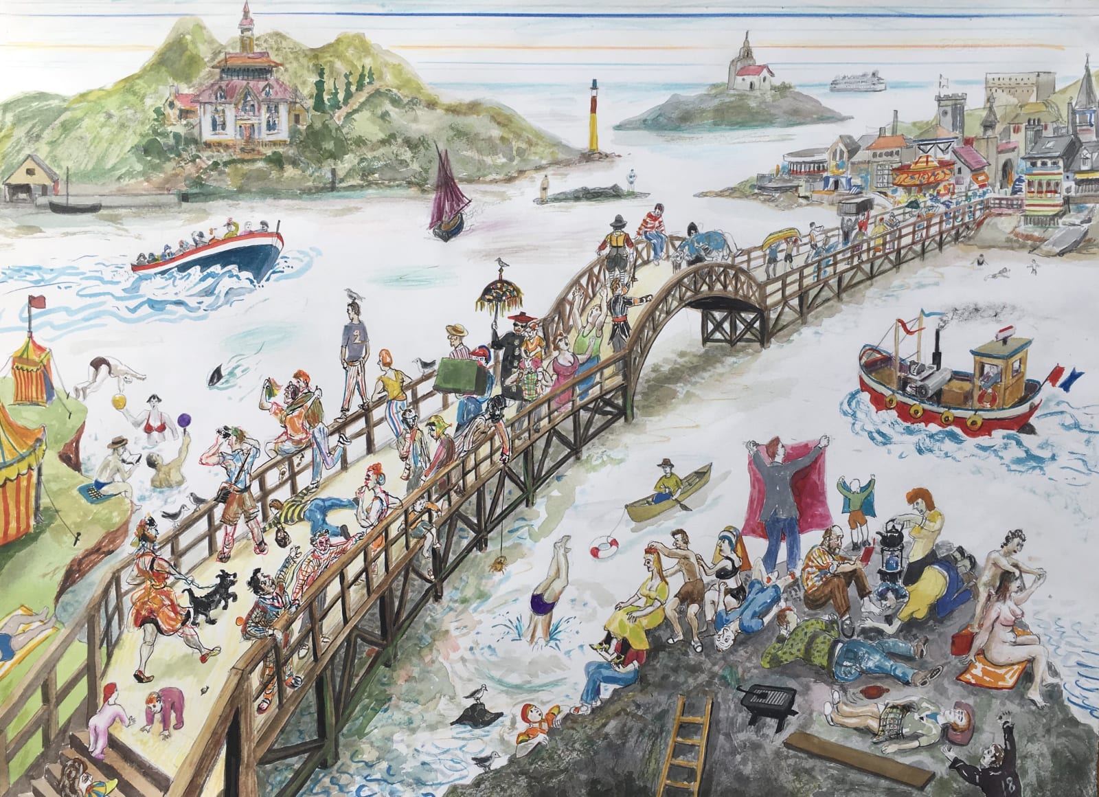 Chris Orr, Roscoff, the bridge to the ferry, 2019