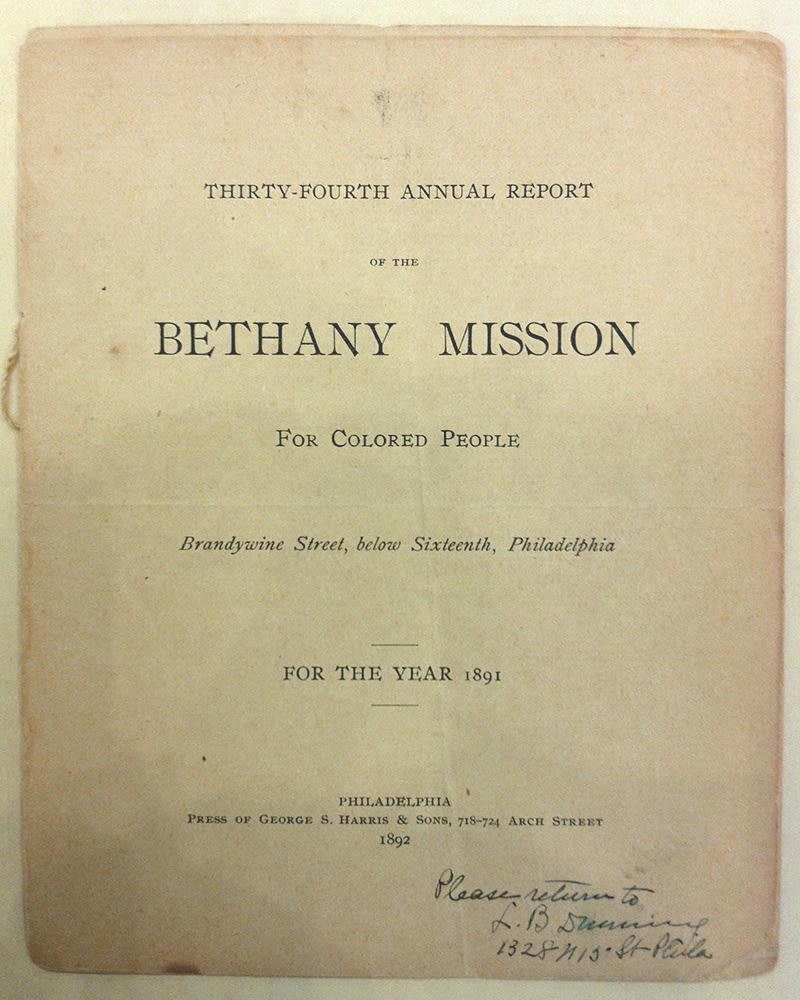 Annual Report 1891, Bethany Mission for Colored People