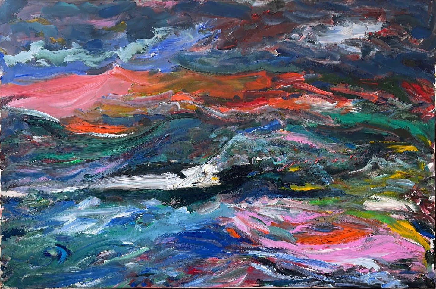 Original painting by John Corley Goodwins Storm 2015 acrylic on canvas seascape art gallery Linden Hall Studio Two Studios Deal High Street Deal Kent