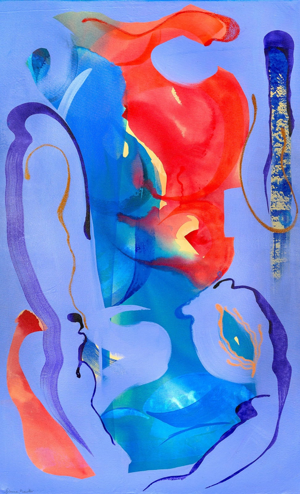Simone Brewster, Inner Song, Melody in Blues and Pink, 2023