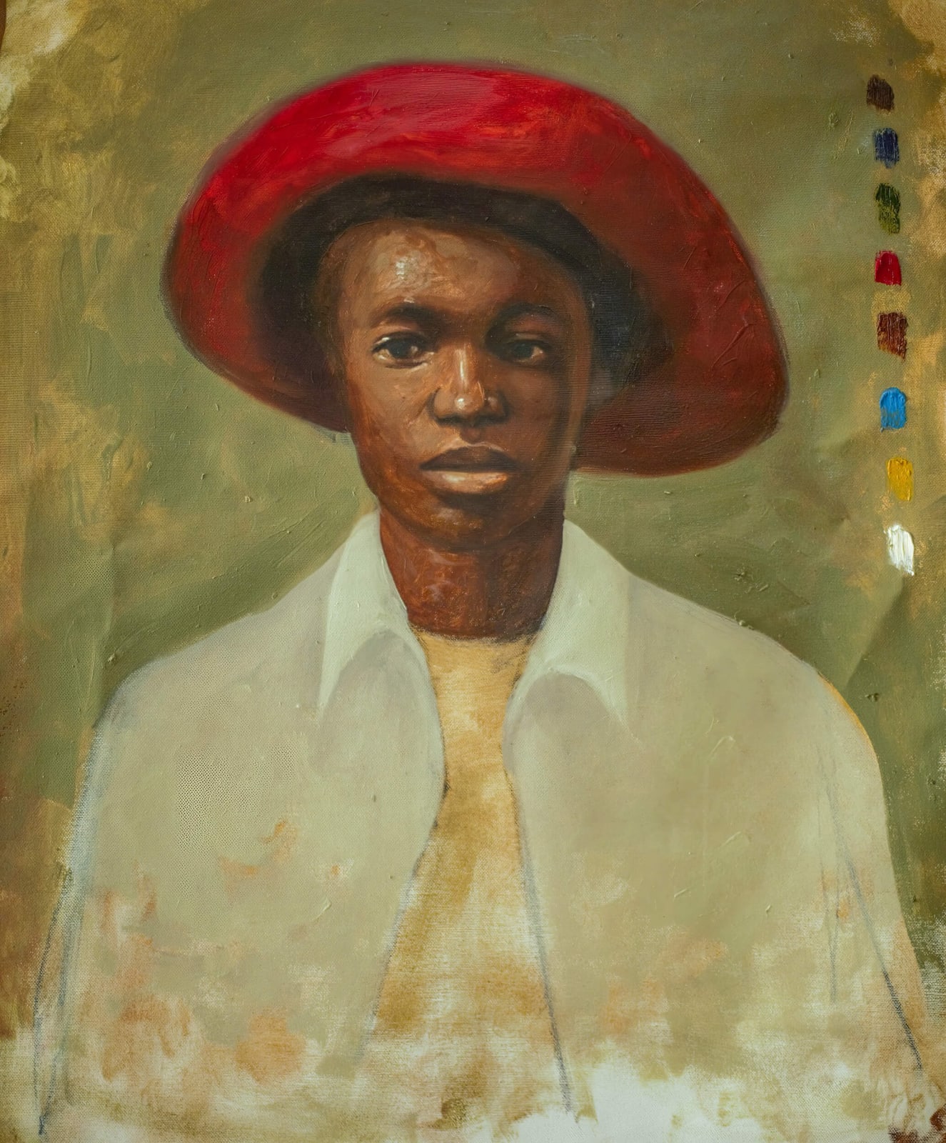 Oliver OKOLO, Portrait of a Boy in Red Hat, 2023