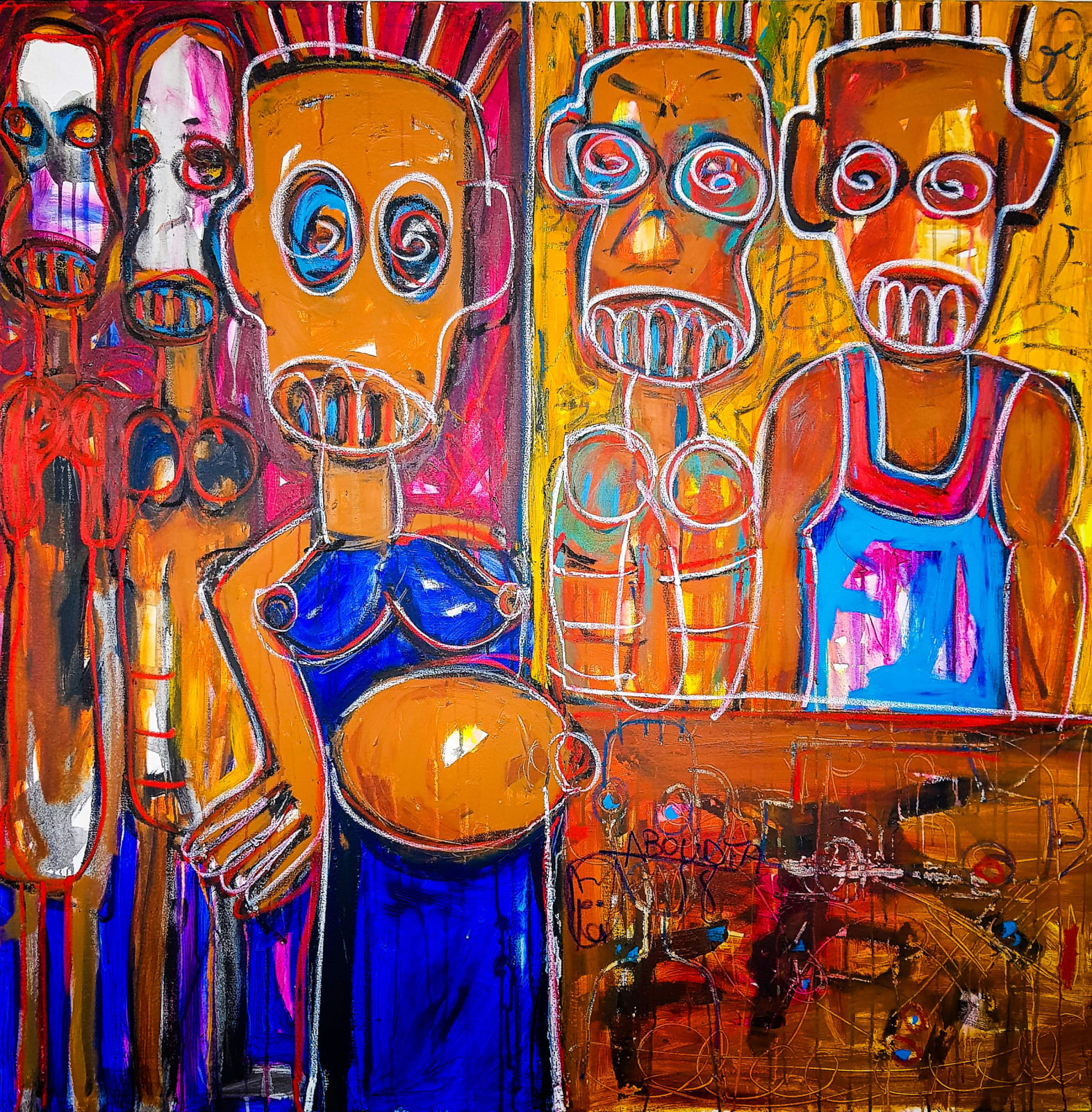 Aboudia, Famille seule, 2018