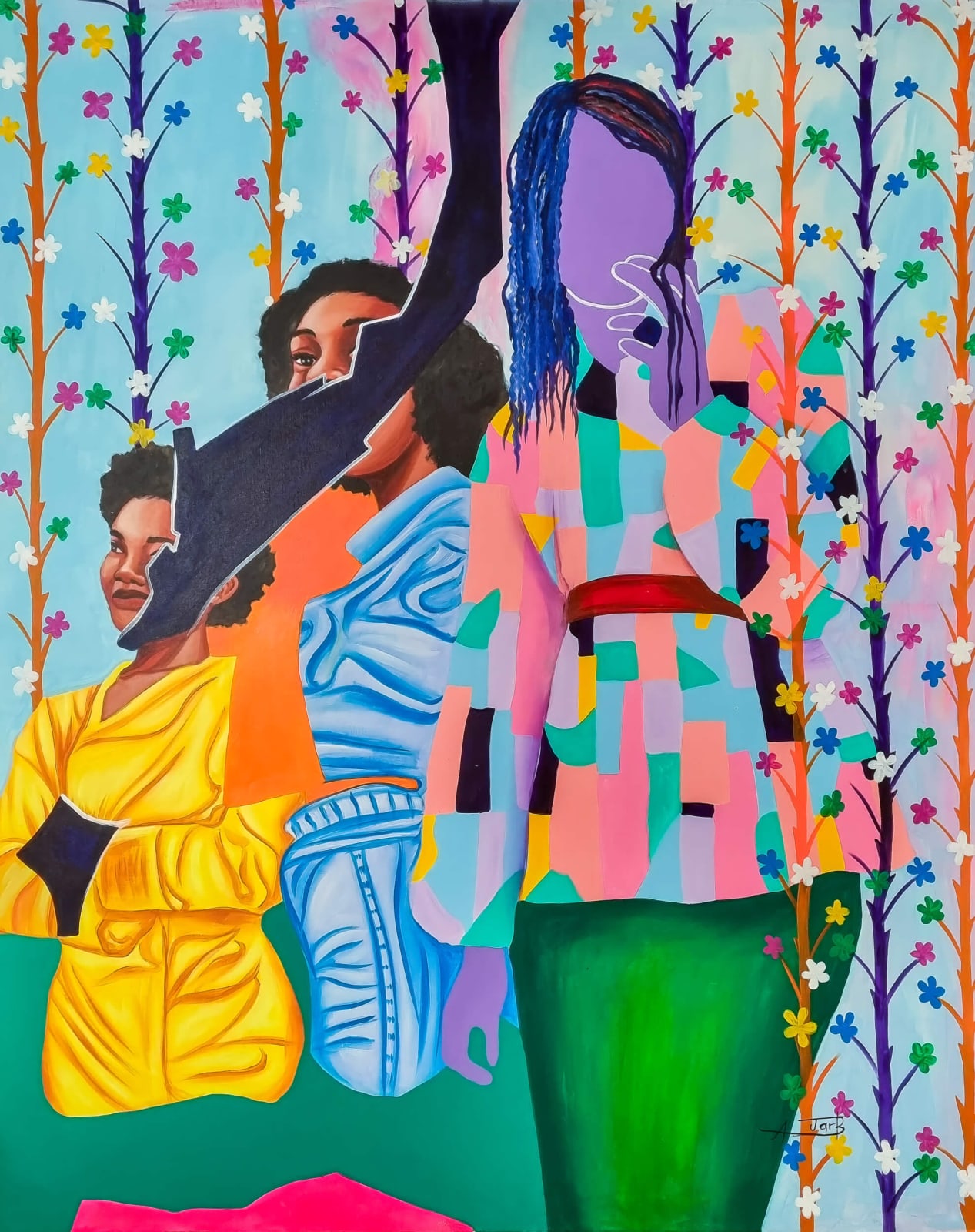 Ajarb Bernard ATEGWA, Three Girls Outside, 2024
