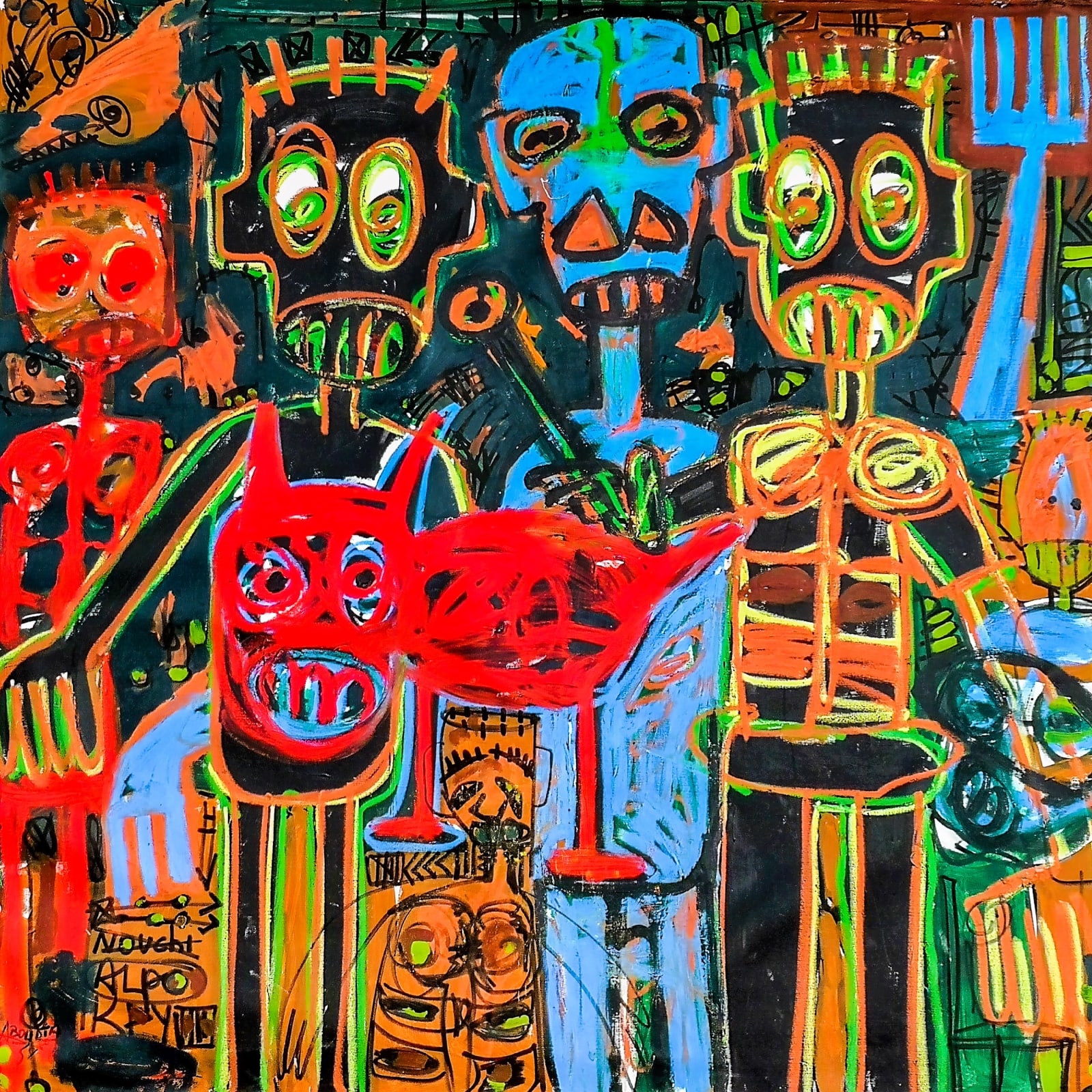 Aboudia, Le petit chien rouge, 2018