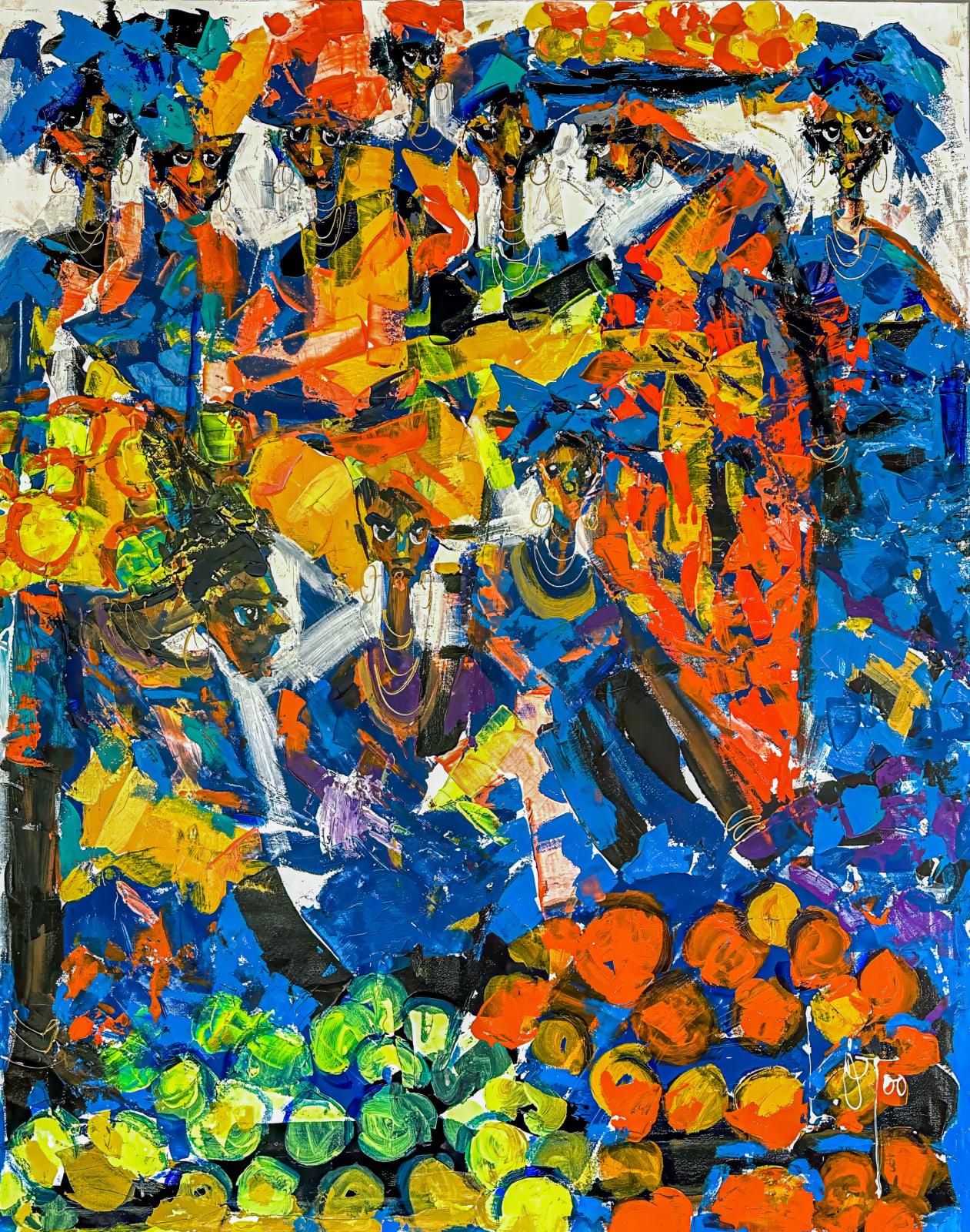 Larry Otoo, Blues and Oranges, 2022