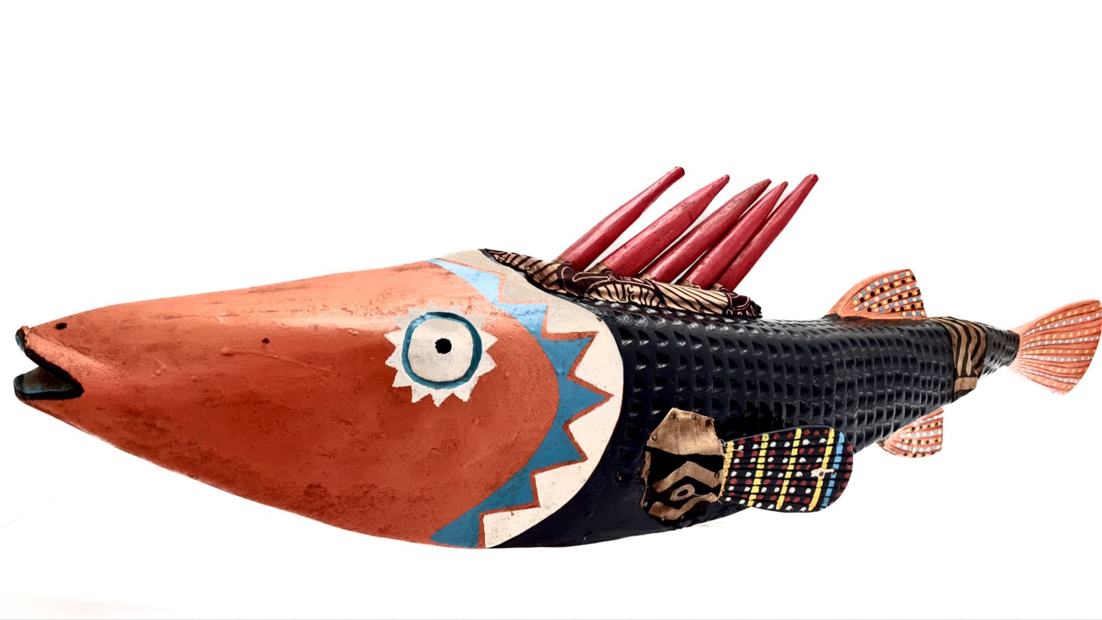 Bozo/Bambara Tribe, Black & Orange Fish Puppet, 2025