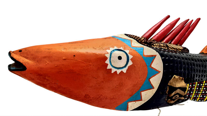 Bozo/Bambara Tribe, Black & Orange Fish Puppet, 2025