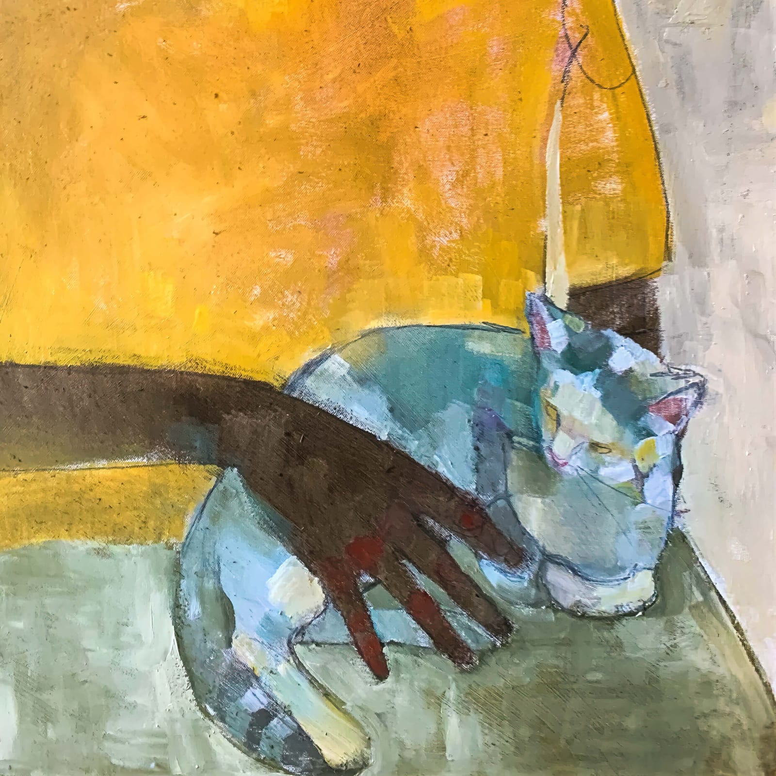 Olivia Mae Pendergast, Woman holding Cat, 2020