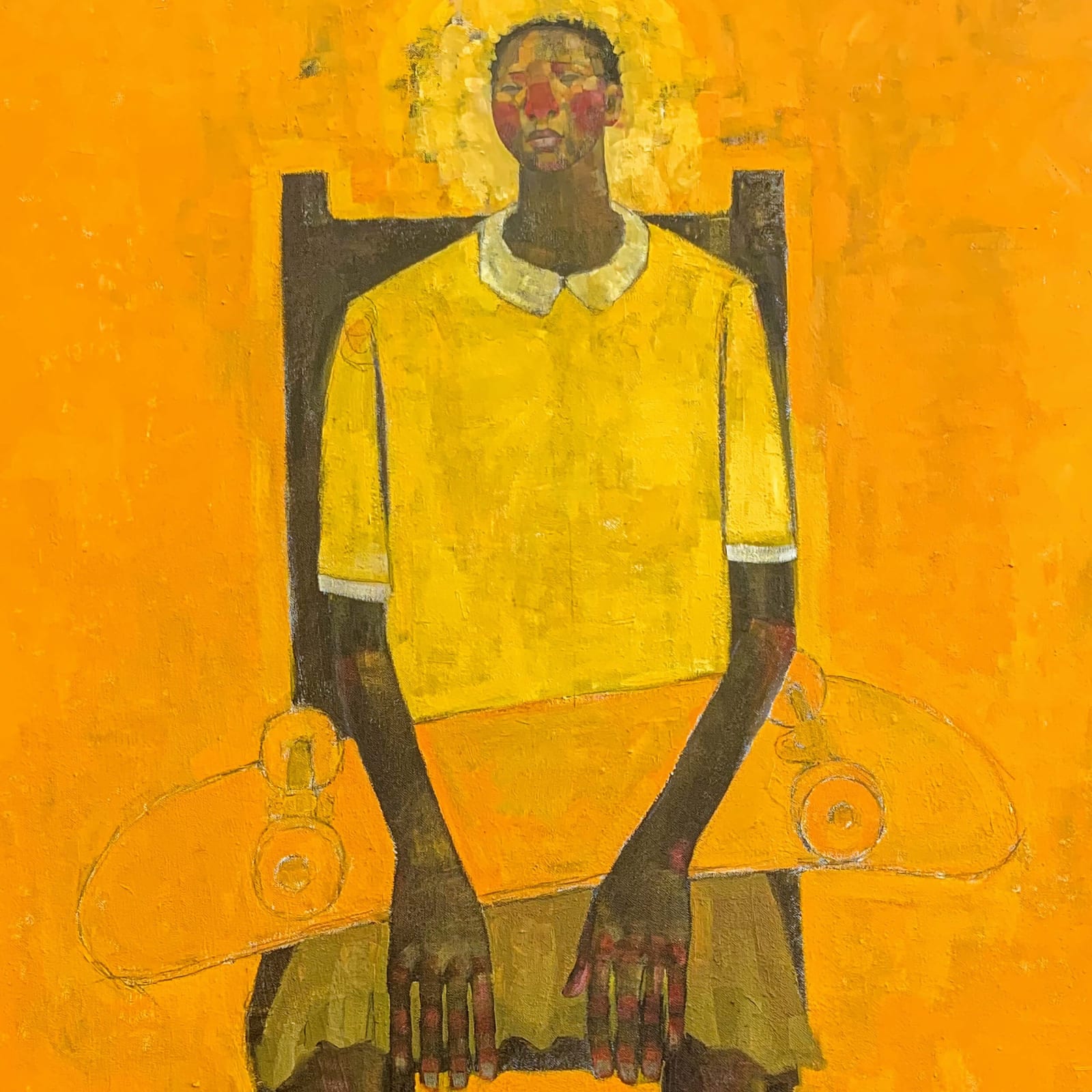 Olivia Mae Pendergast, Mary with Skateboard in Orange, 2021