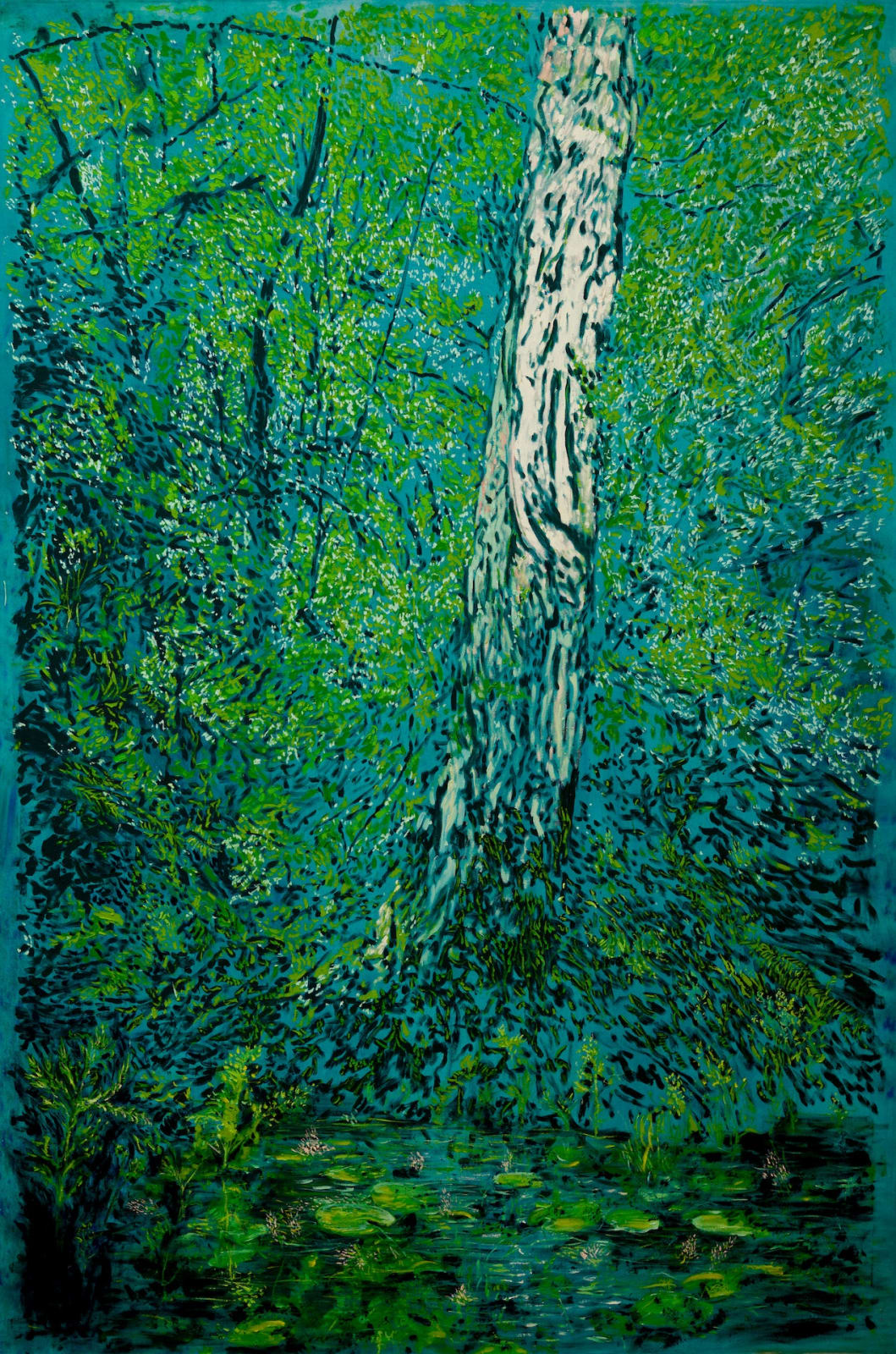 Guévørk Aivazian, Old tree with water lilies, 2022
