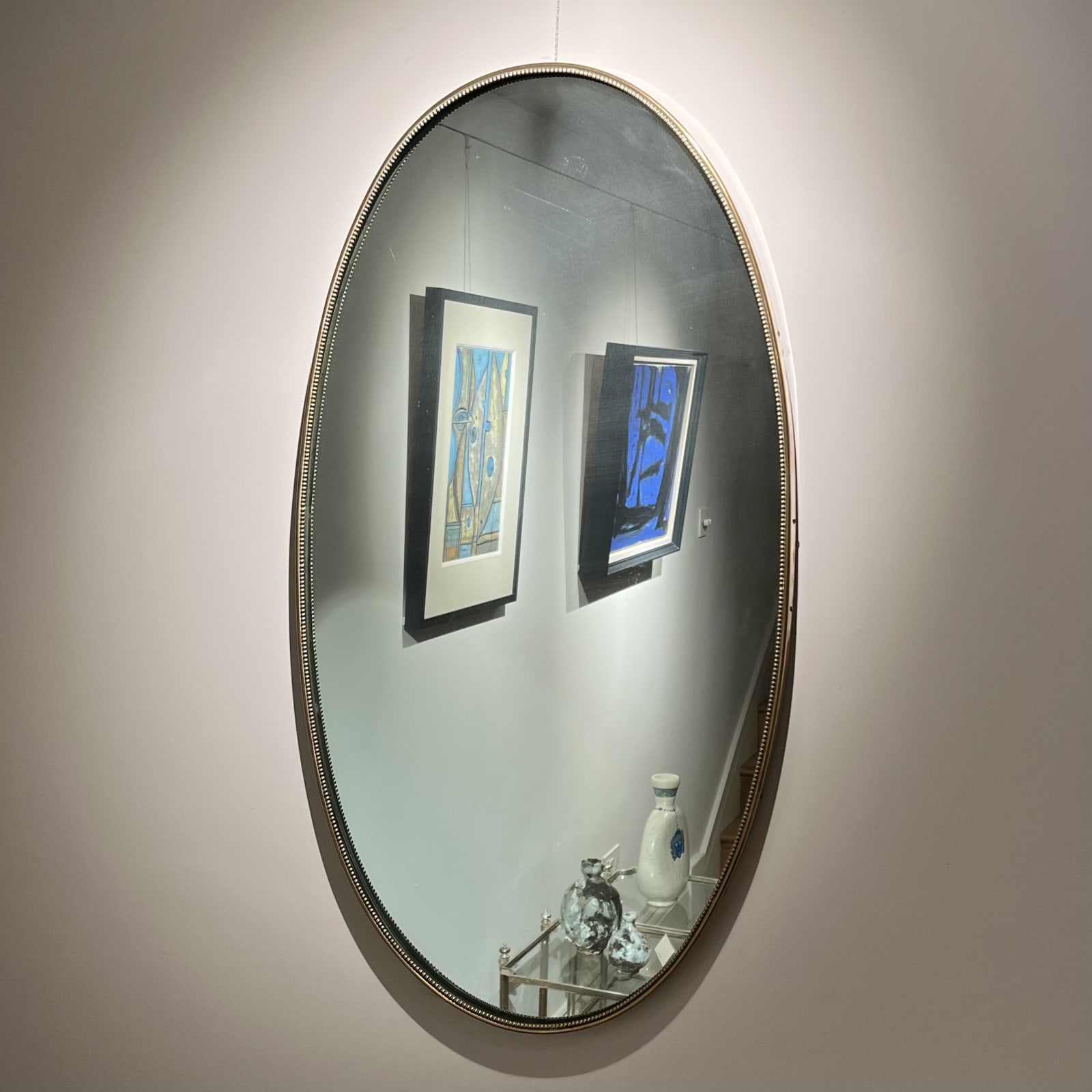 Italian, Large Oval Brass Mirror, Circa 1960s
