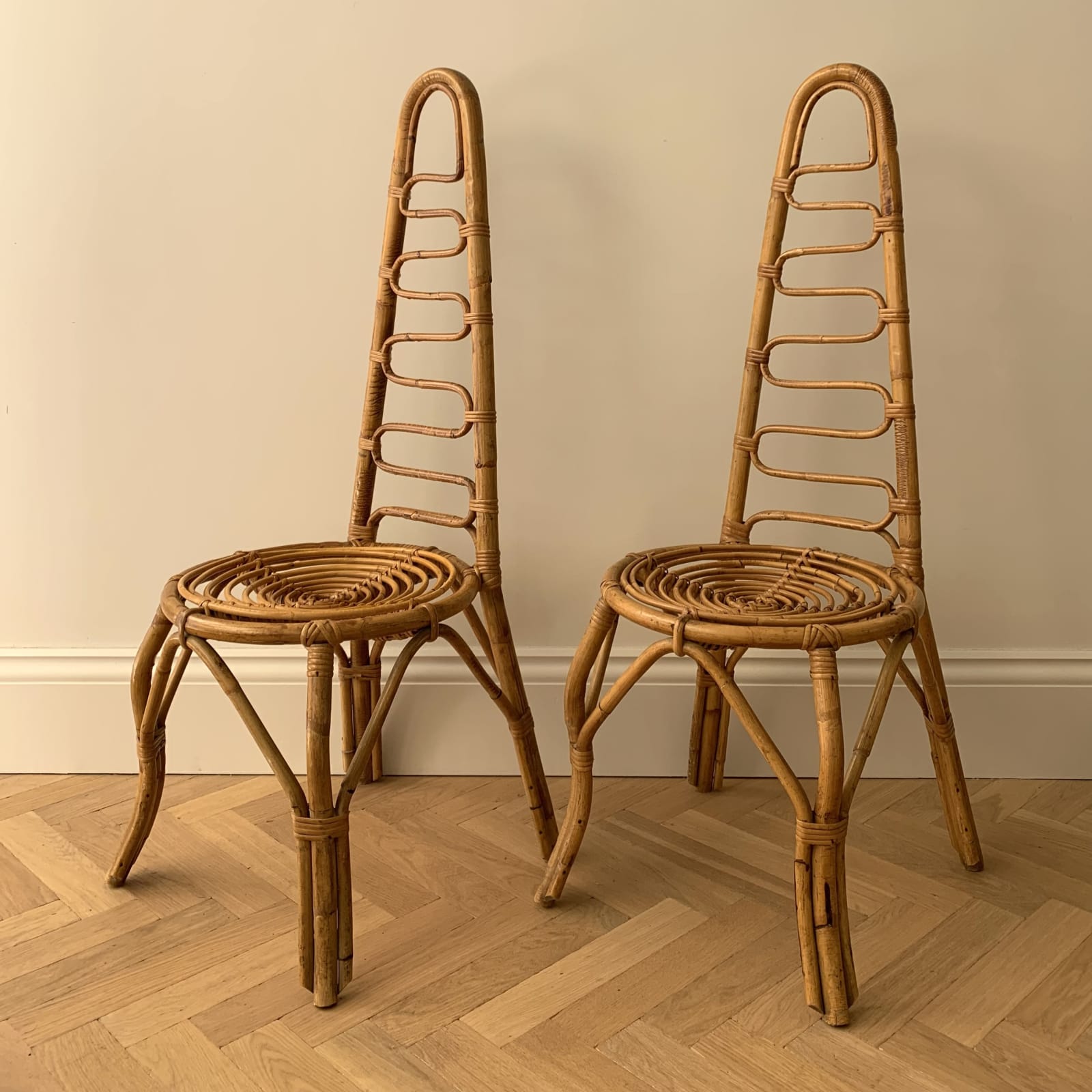 Italian, A Pair of High Back Side Chairs , Circa 1960s