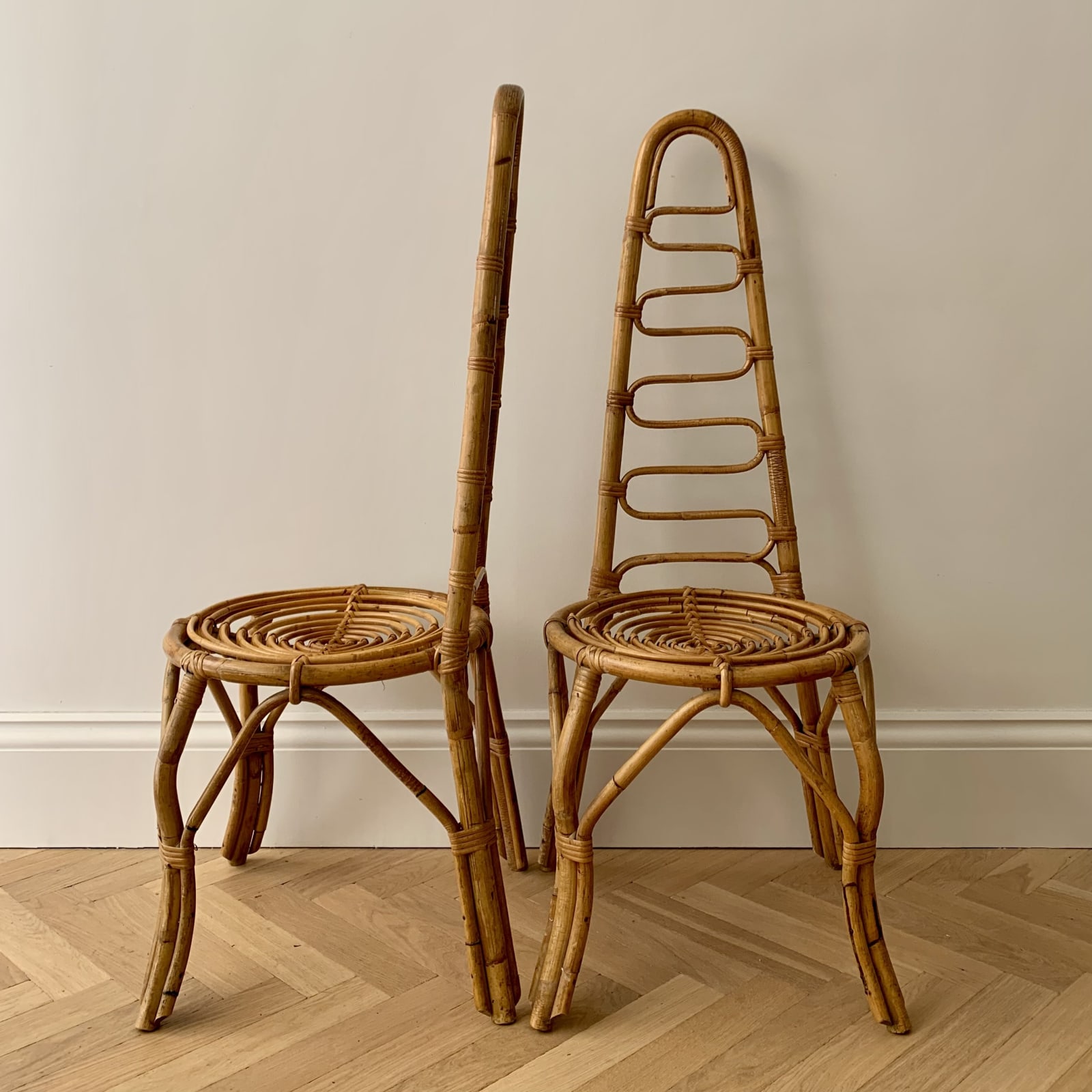 Italian, A Pair of High Back Side Chairs , Circa 1960s